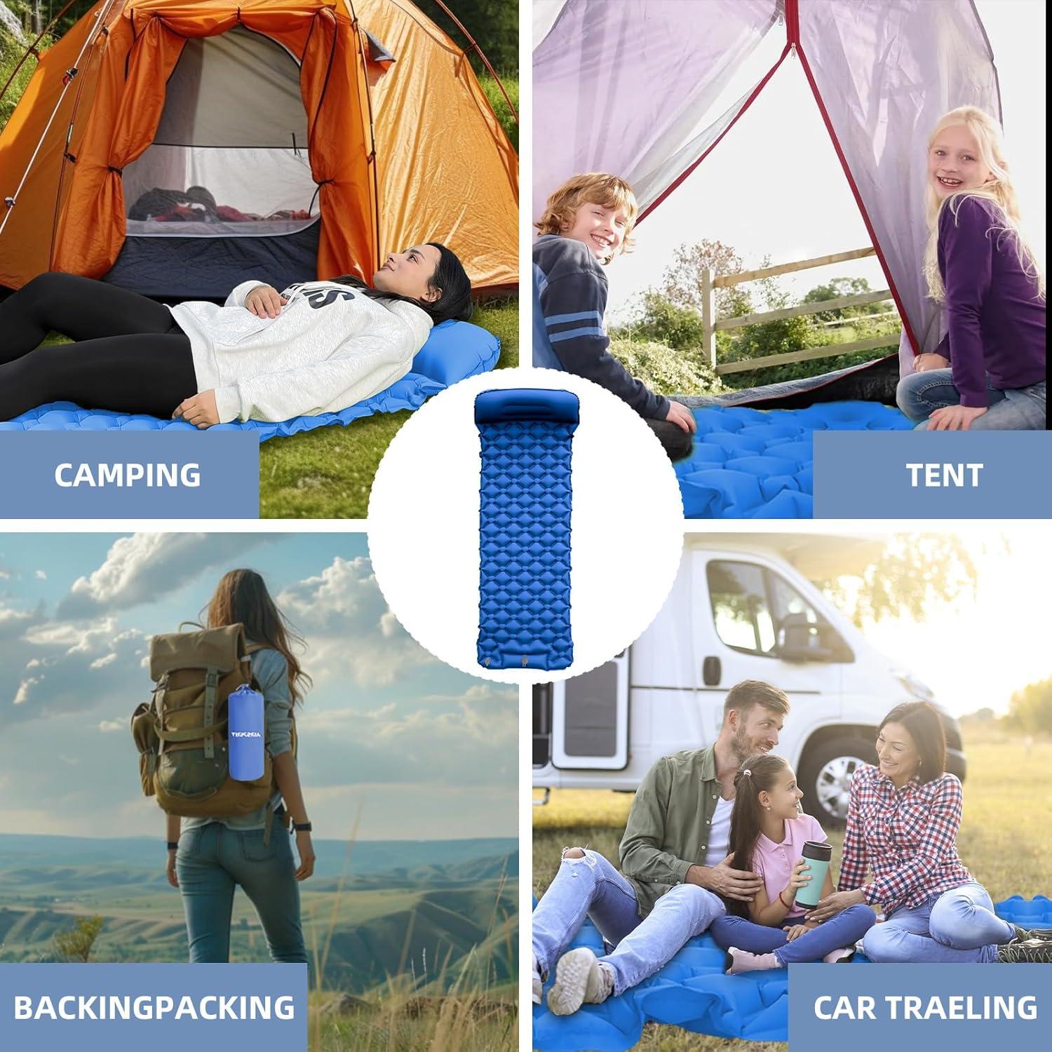 Colchoneta Inflable AIRSPIRIT 220x70cm con Almohada y Bomba