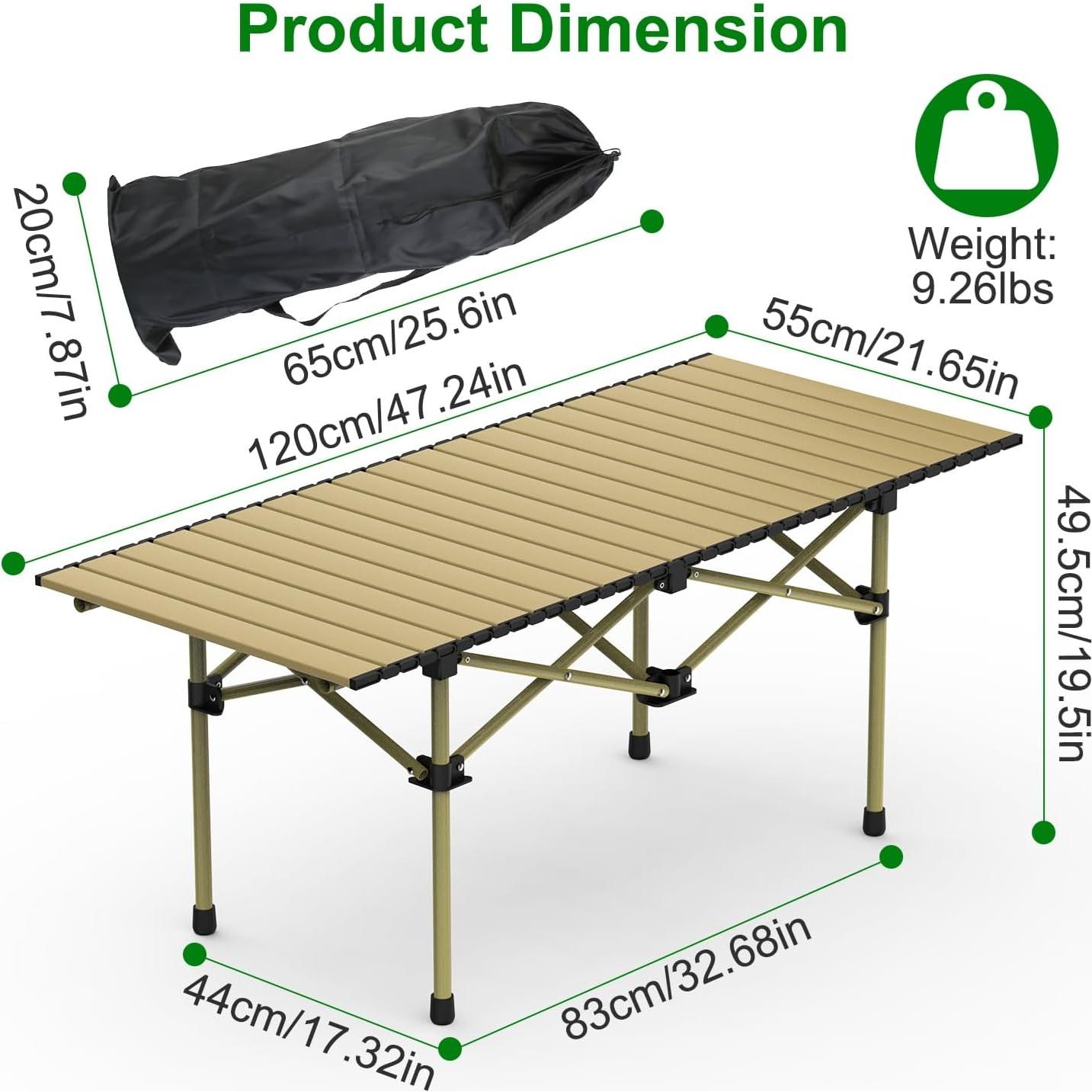 Mesa de Camping Plegable Genérico 50x50x50 cm Acero Carbono