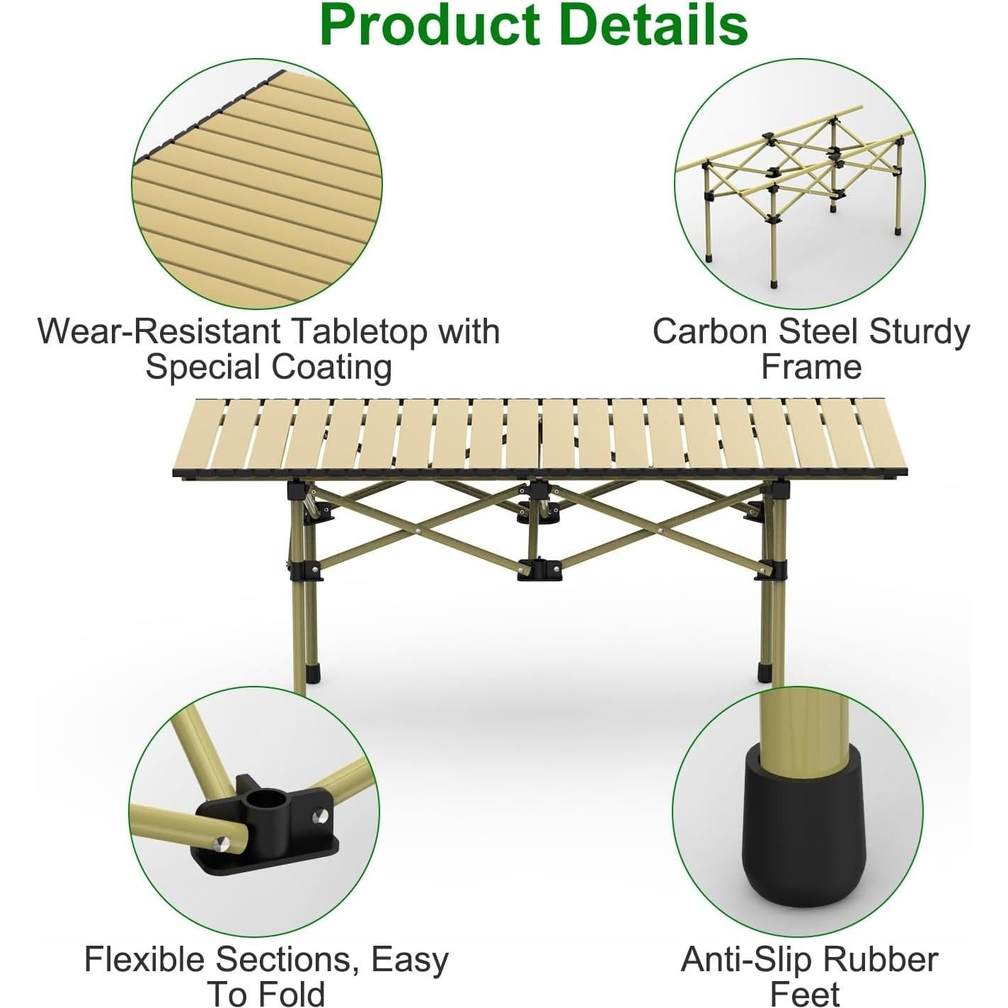Mesa de Camping Plegable Genérico 50x50x50 cm Acero Carbono