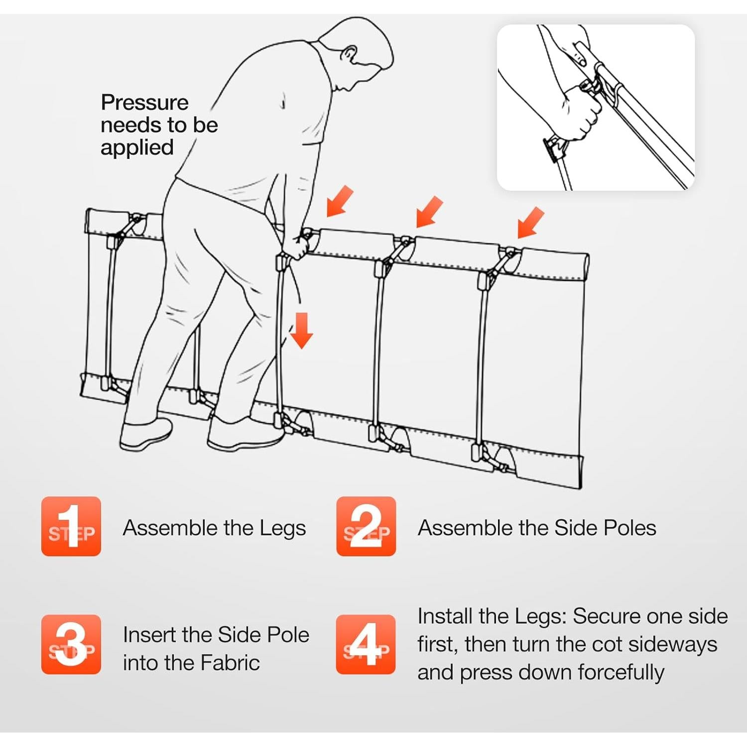 Cama Plegable Ligera FAHKNS para Camping 2.20 kg Negra