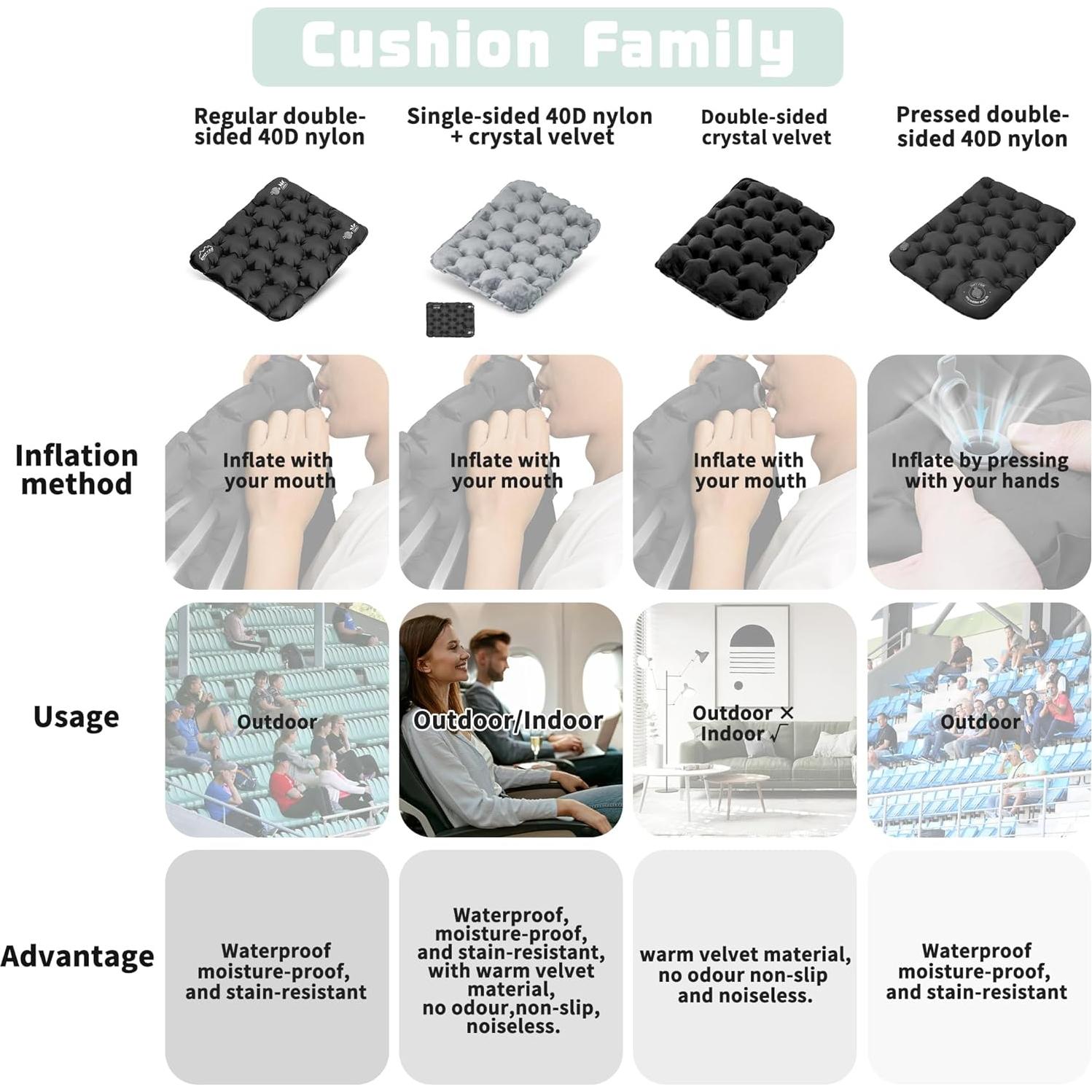 Cojín Inflable ONTYZZ Ligero para Asiento de Estadio - 2 Unidades