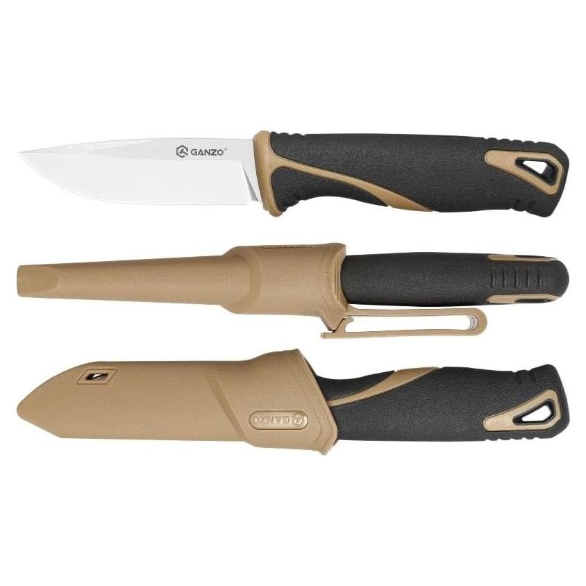Cuchillo Fijo Ganzo G807-DY 88mm Acero Inoxidable Beige