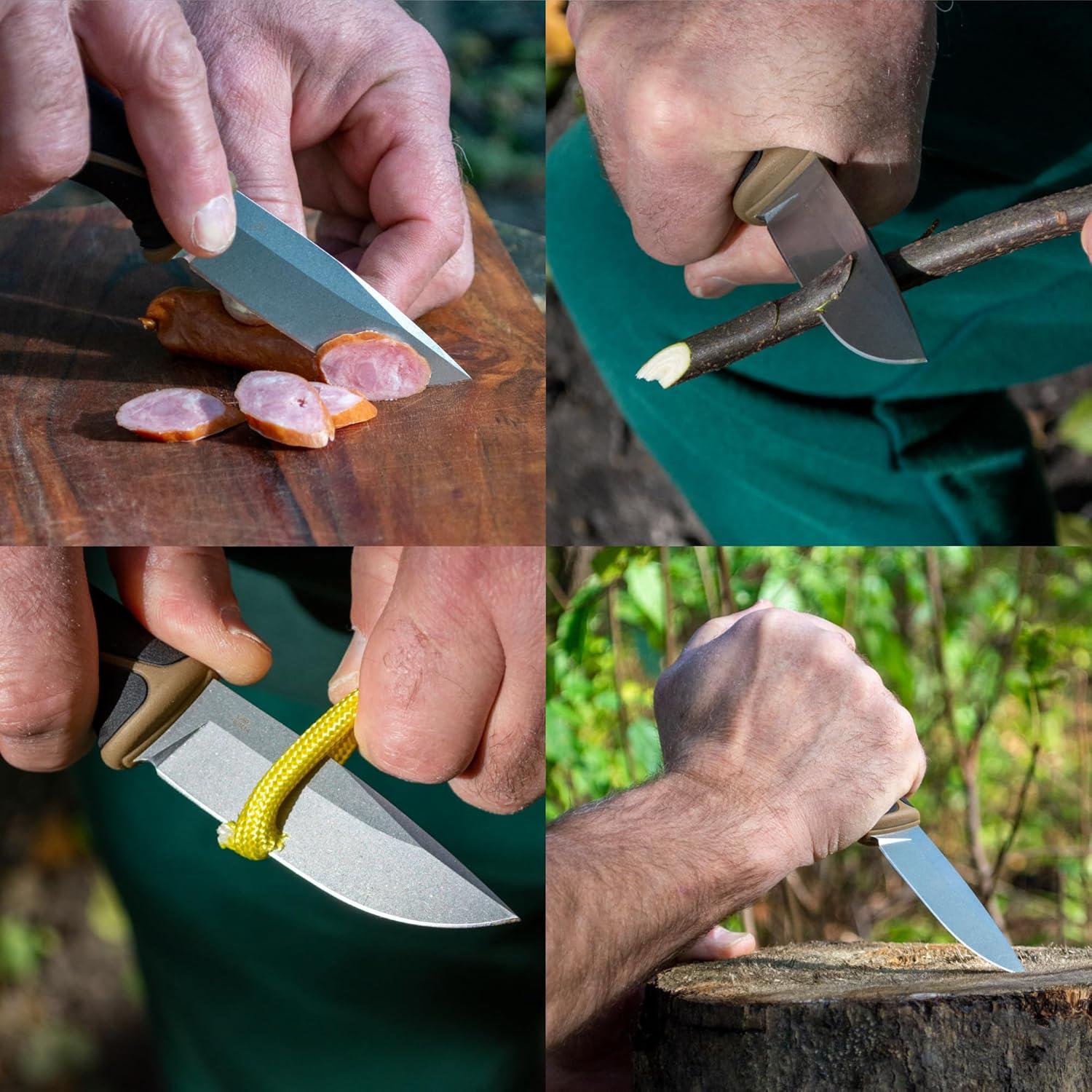 Cuchillo Fijo Ganzo G807-DY 88mm Acero Inoxidable Beige