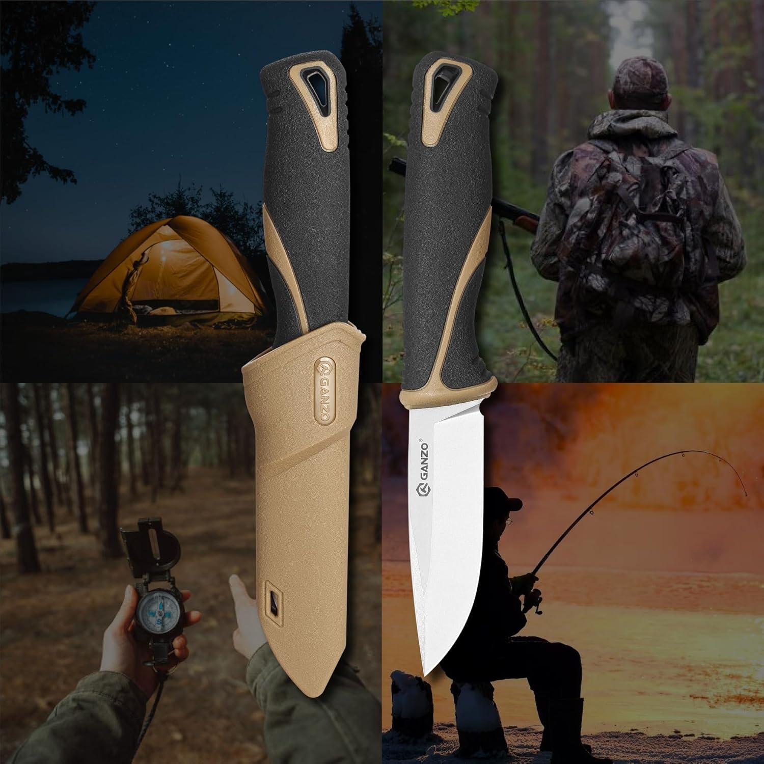 Cuchillo Fijo Ganzo G807-DY 88mm Acero Inoxidable Beige