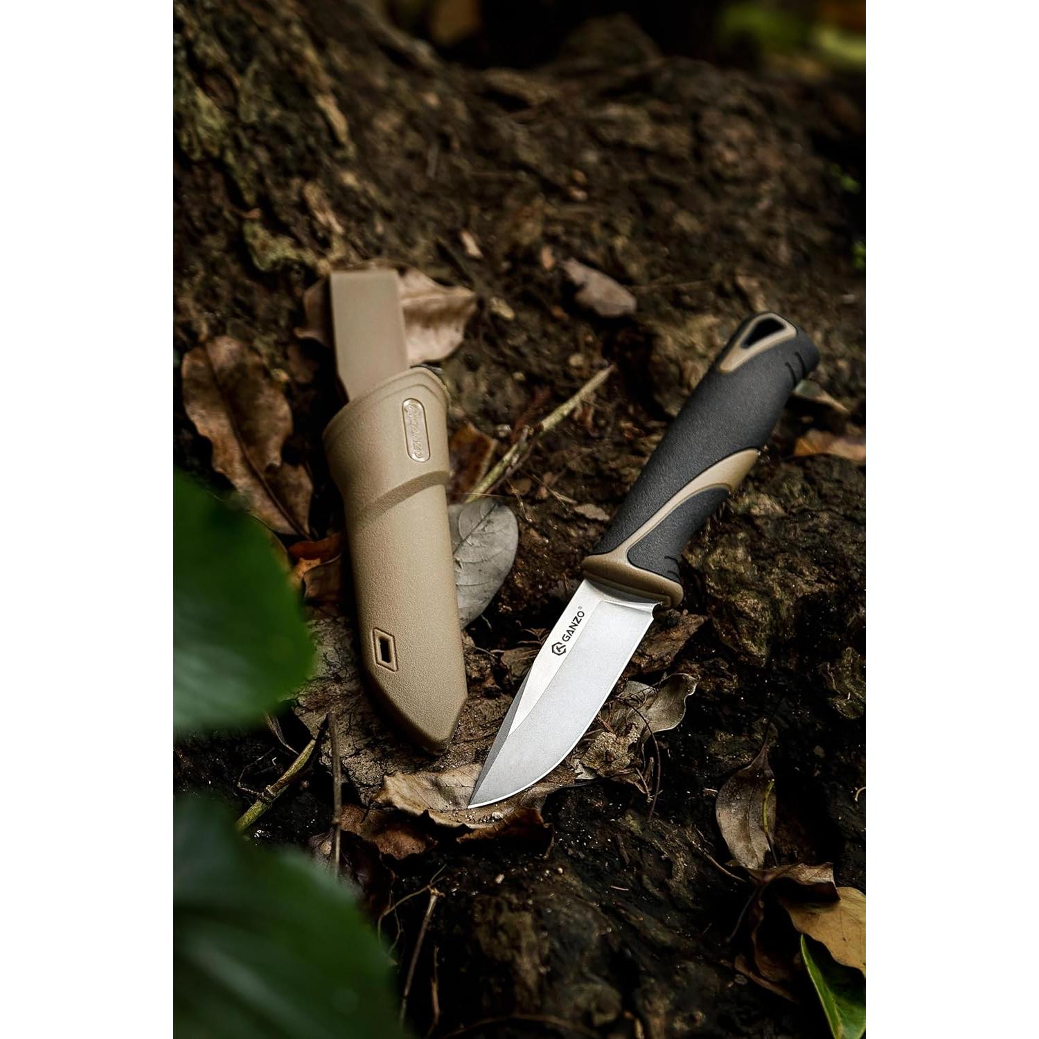Cuchillo Fijo Ganzo G807-DY 88mm Acero Inoxidable Beige