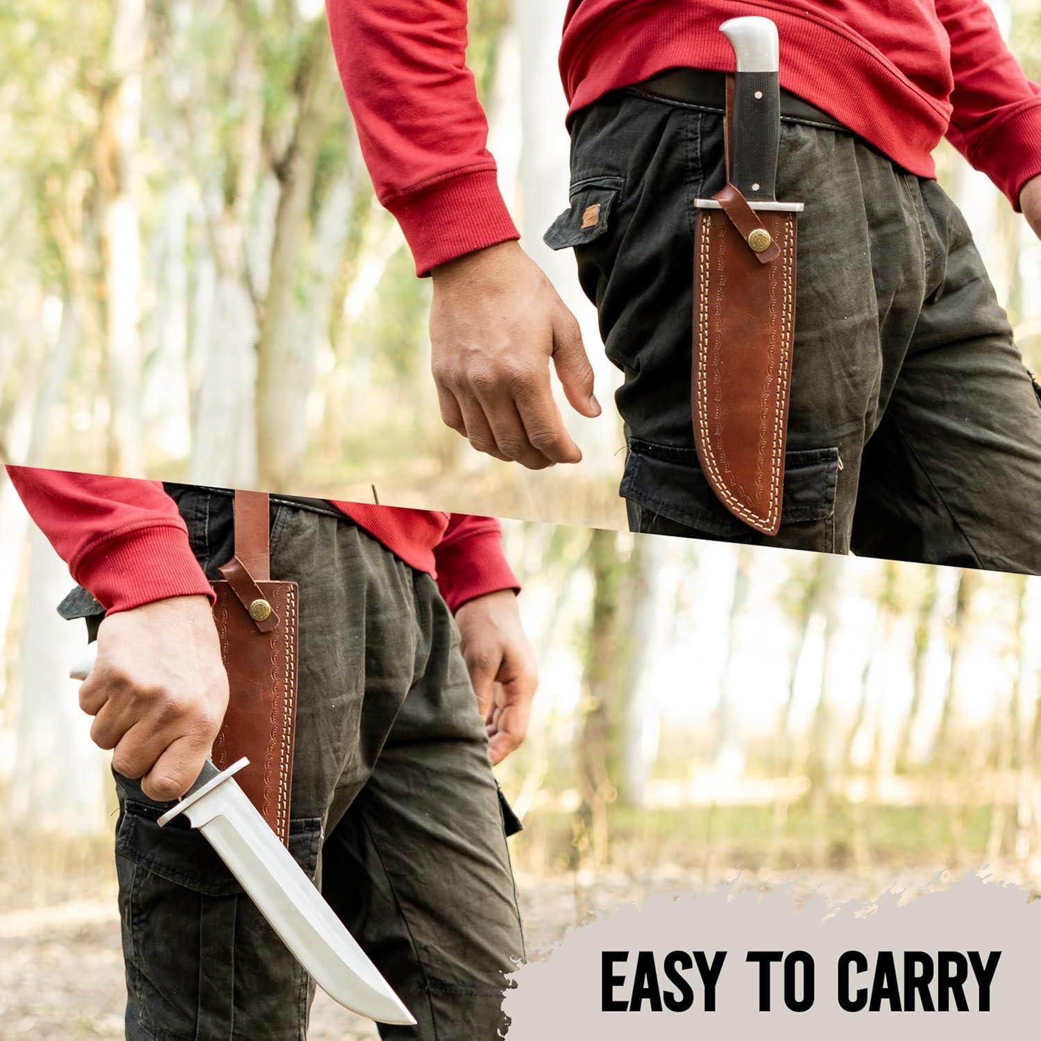 Cuchillo Bowie WARIVO 33 cm Acero D2 Hoja Fija con Funda