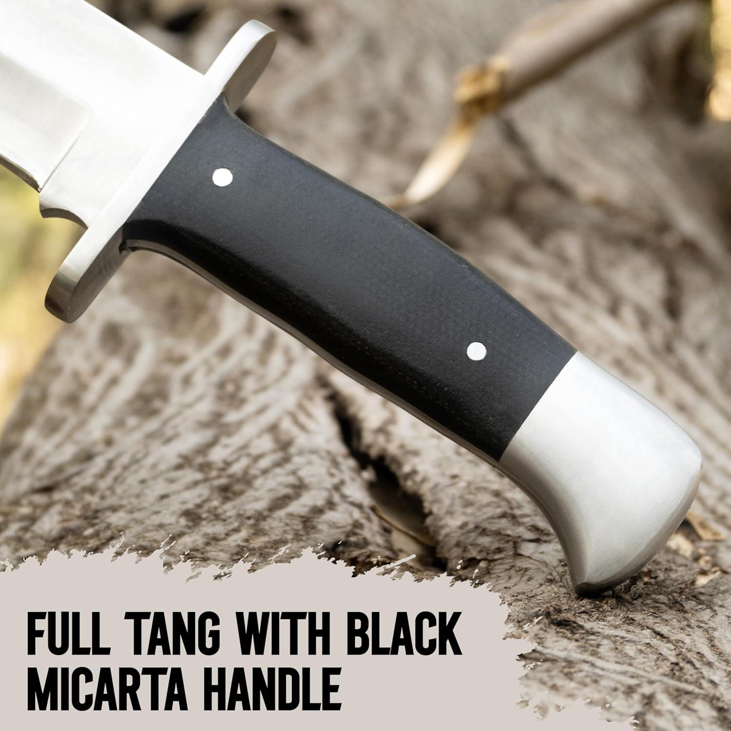 Cuchillo Bowie WARIVO 33 cm Acero D2 Hoja Fija con Funda