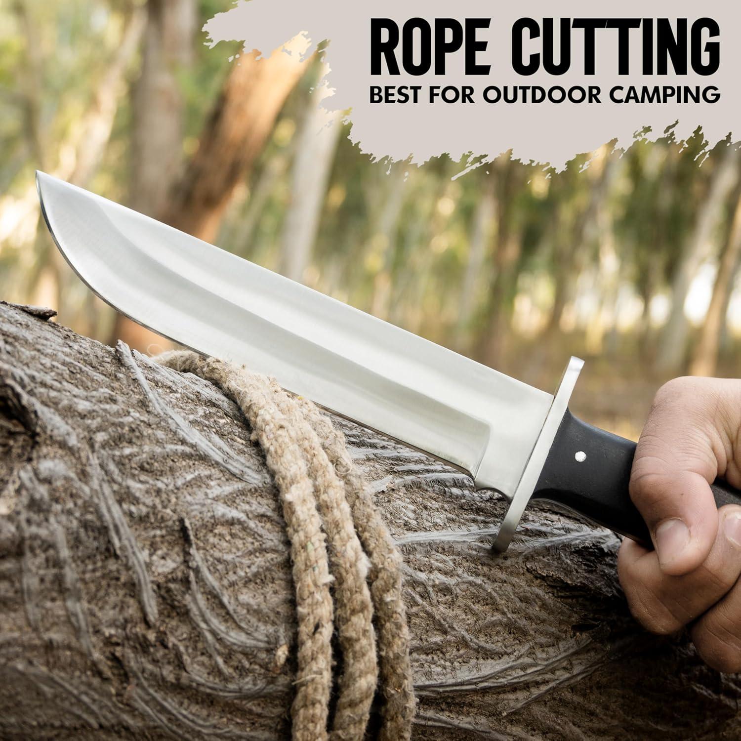 Cuchillo Bowie WARIVO 33 cm Acero D2 Hoja Fija con Funda