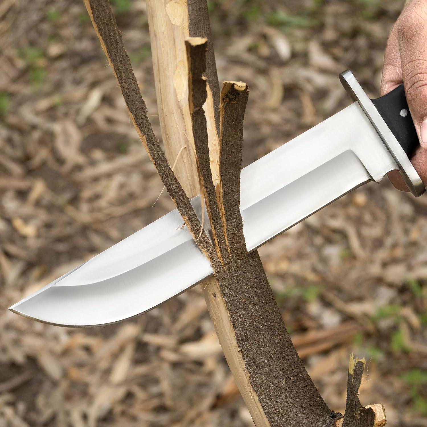 Cuchillo Bowie WARIVO 33 cm Acero D2 Hoja Fija con Funda