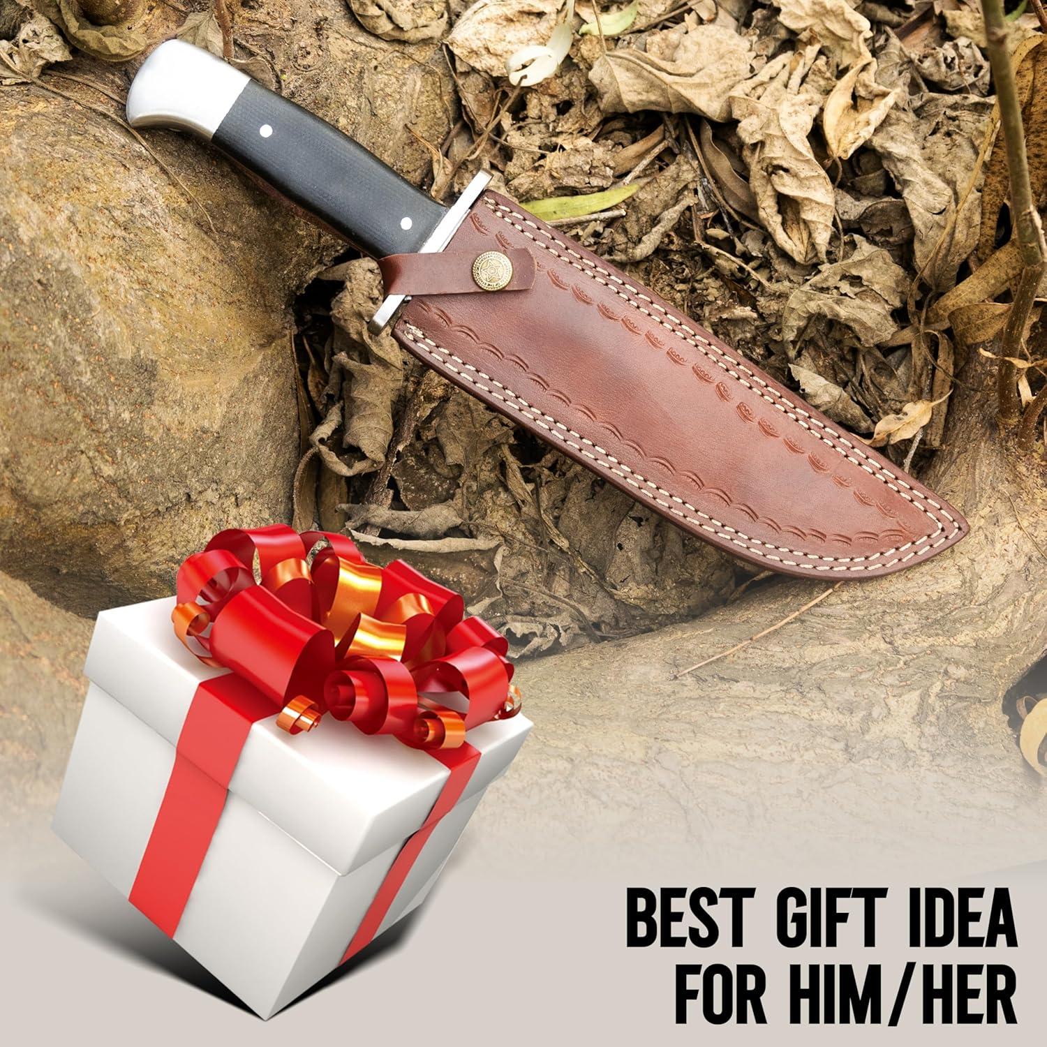 Cuchillo Bowie WARIVO 33 cm Acero D2 Hoja Fija con Funda