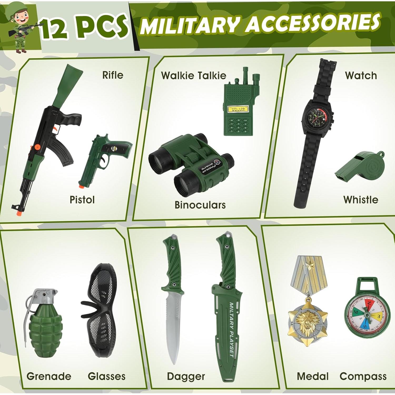 Disfraz de Ejército para Niños Kodvinp 14 Piezas 3-12 Años