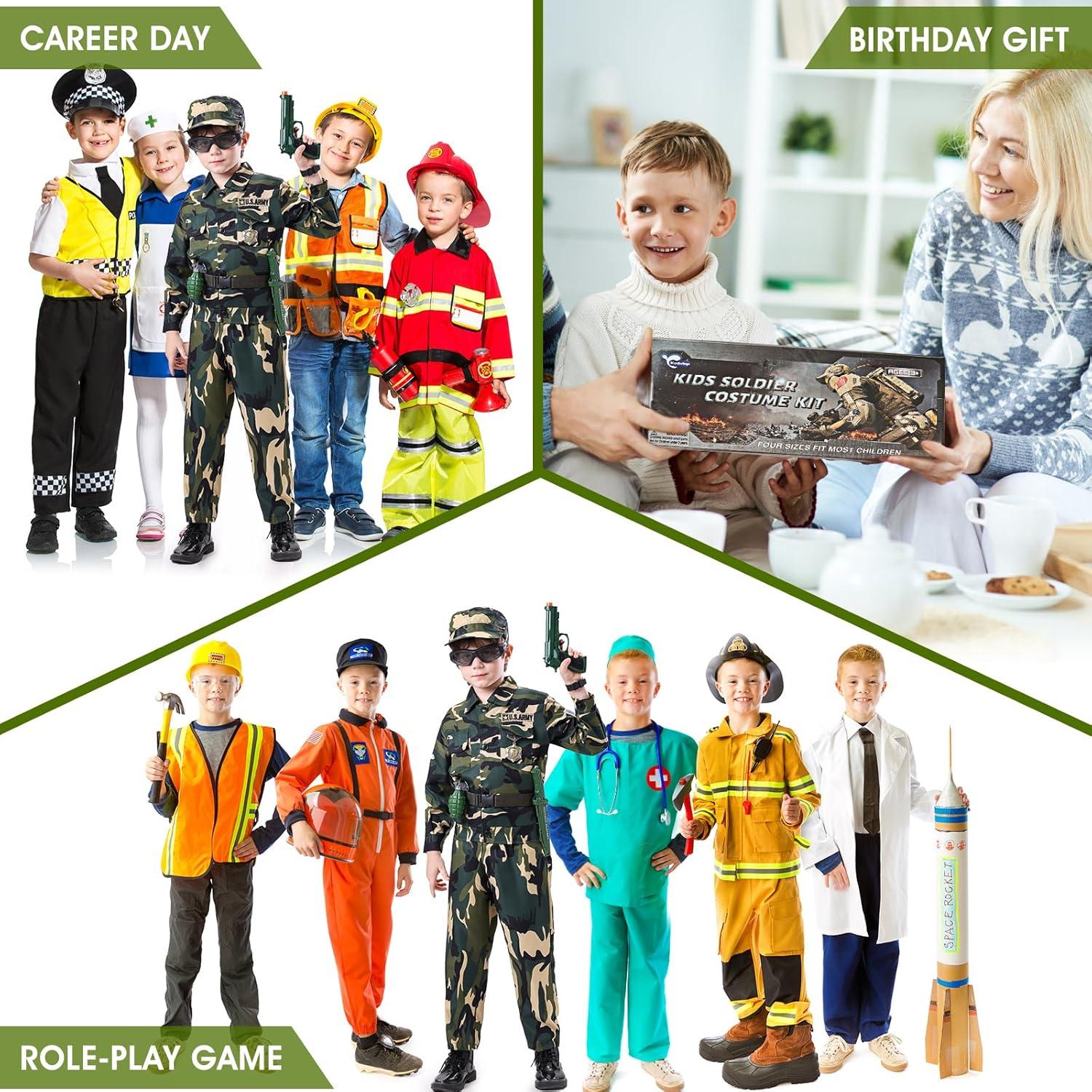 Disfraz de Ejército para Niños Kodvinp 14 Piezas 3-12 Años