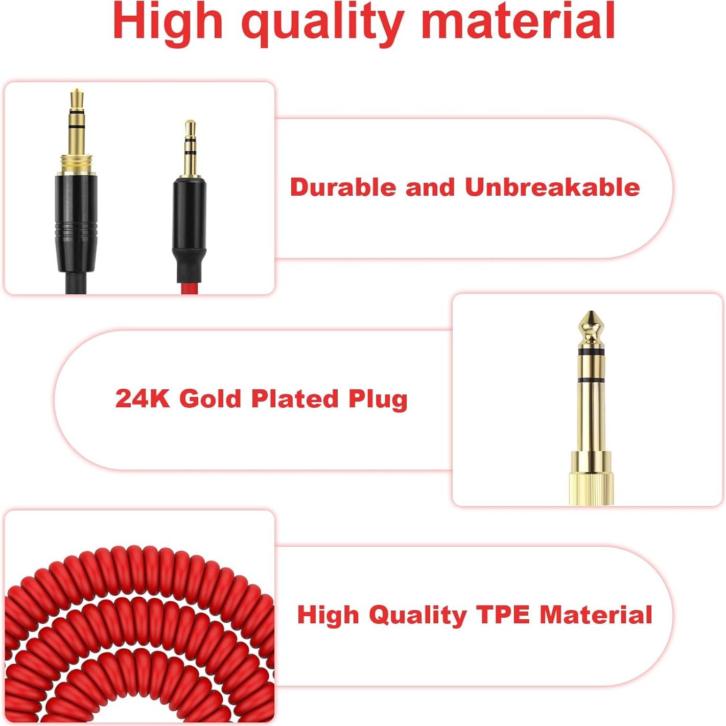 Cable de audio en espiral Hizsoaor 2.5mm a 3.5mm 1.22-4.27m