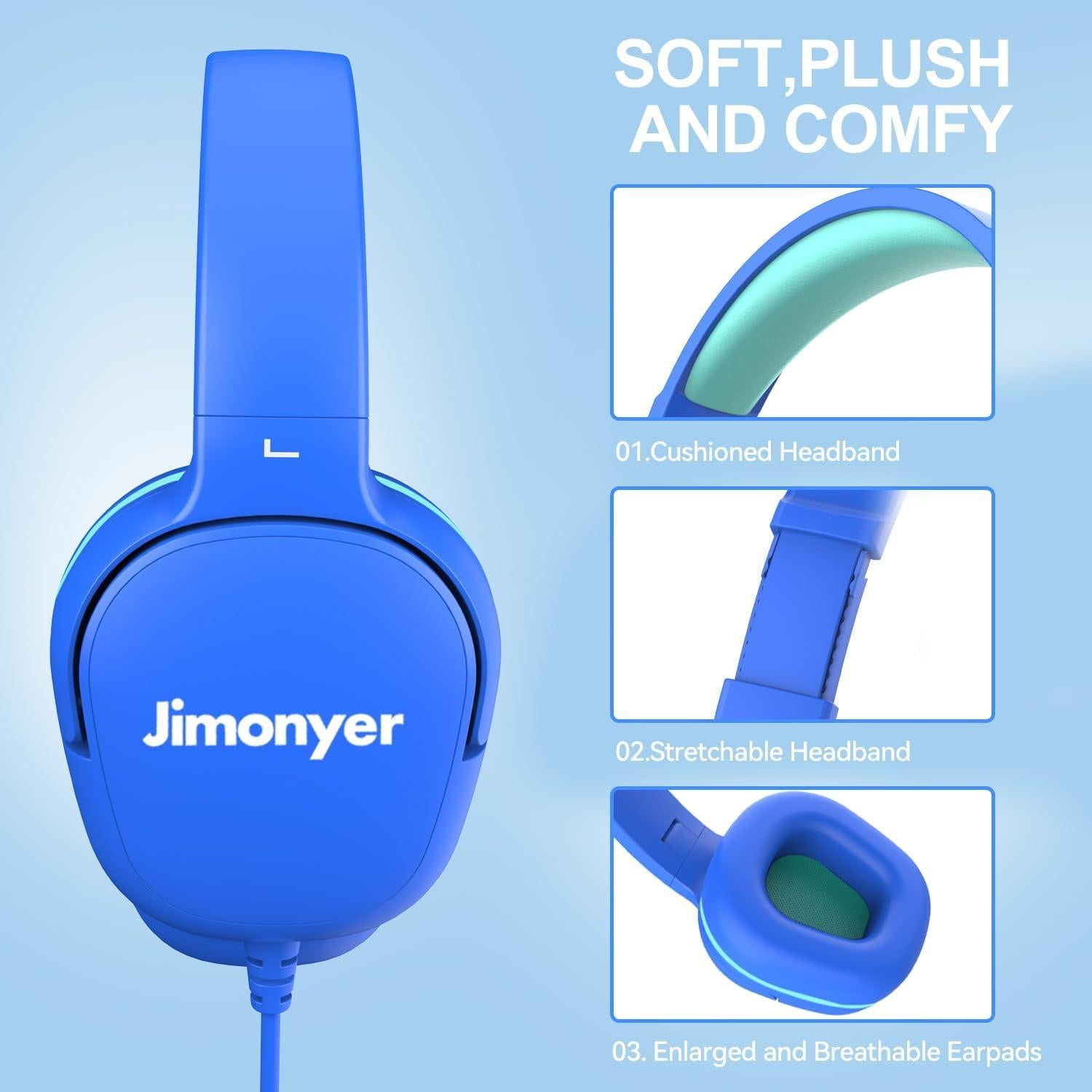 Auriculares para Niños Jimonyer V3 Azul con Limitador de Volumen