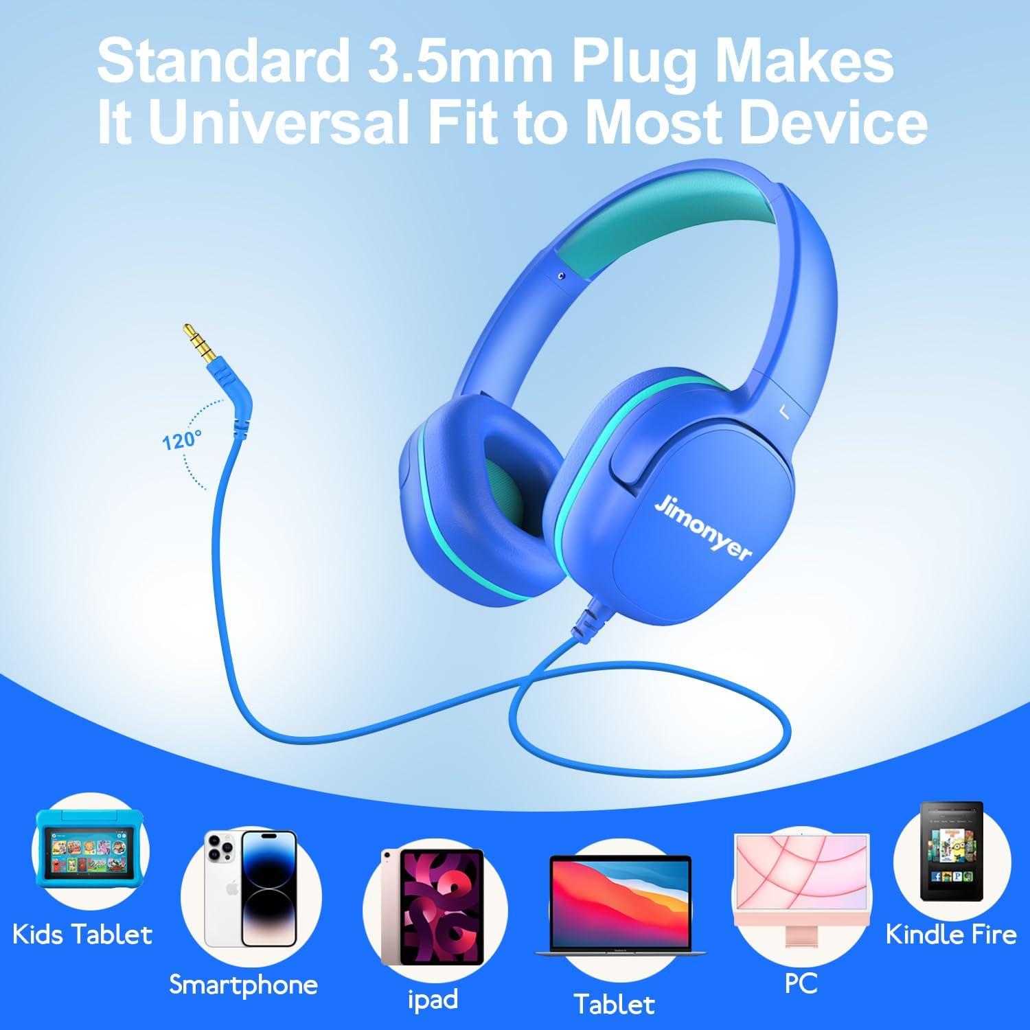 Auriculares para Niños Jimonyer V3 Azul con Limitador de Volumen