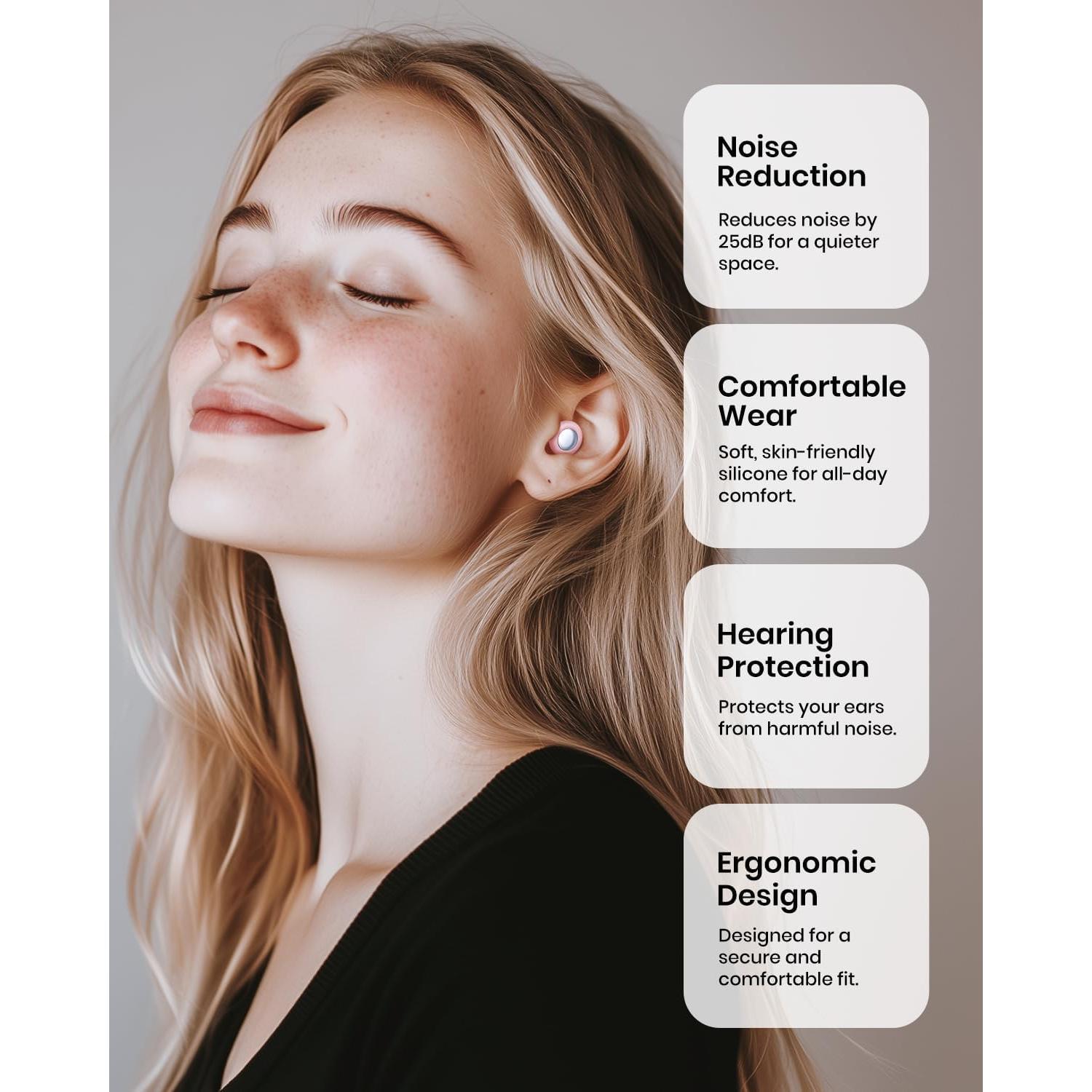 Tapones para Oídos Reutilizables EURPMASK - Reducción de Ruido 25dB