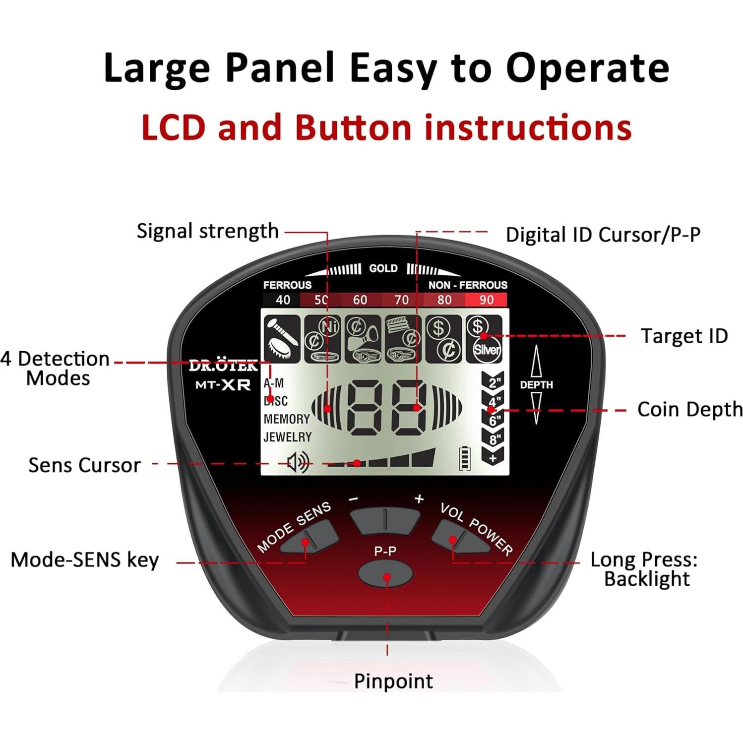 Detector de Metales DR.ÖTEK Profesional IP68 10" (25,4 cm)