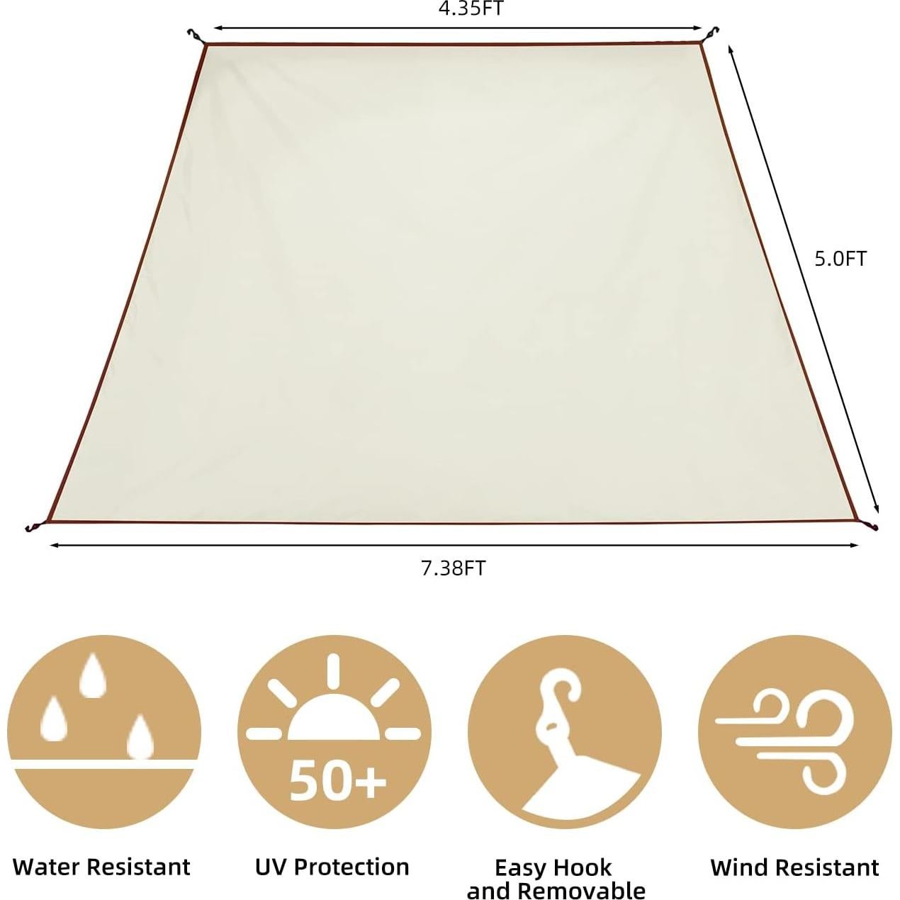Pared Solar Lateral Mobihome 2 Piezas Beige 2.5m x 2.5m