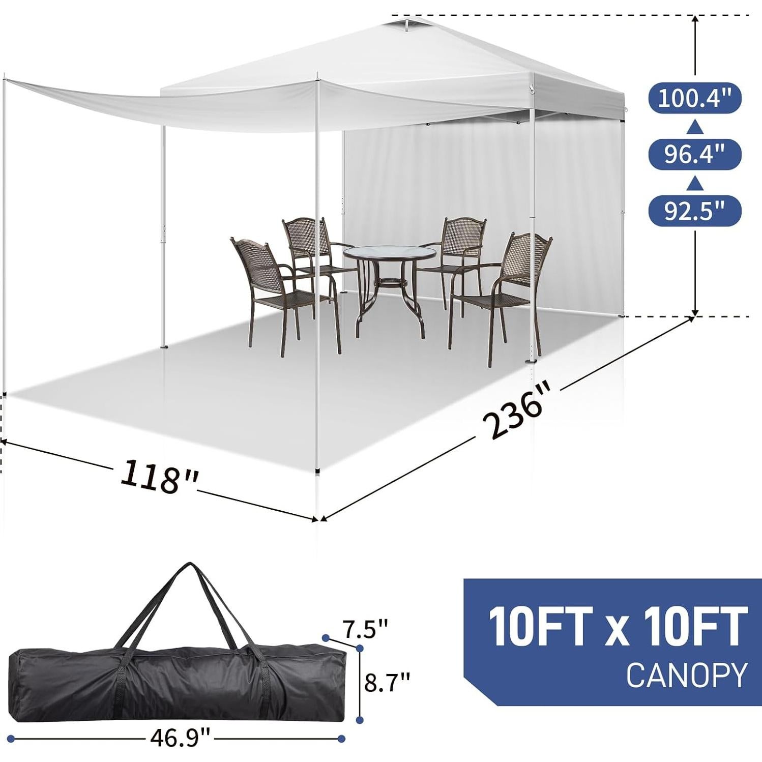 Carpa Plegable VINGLI 3x3m Impermeable con 2 Paredes Laterales