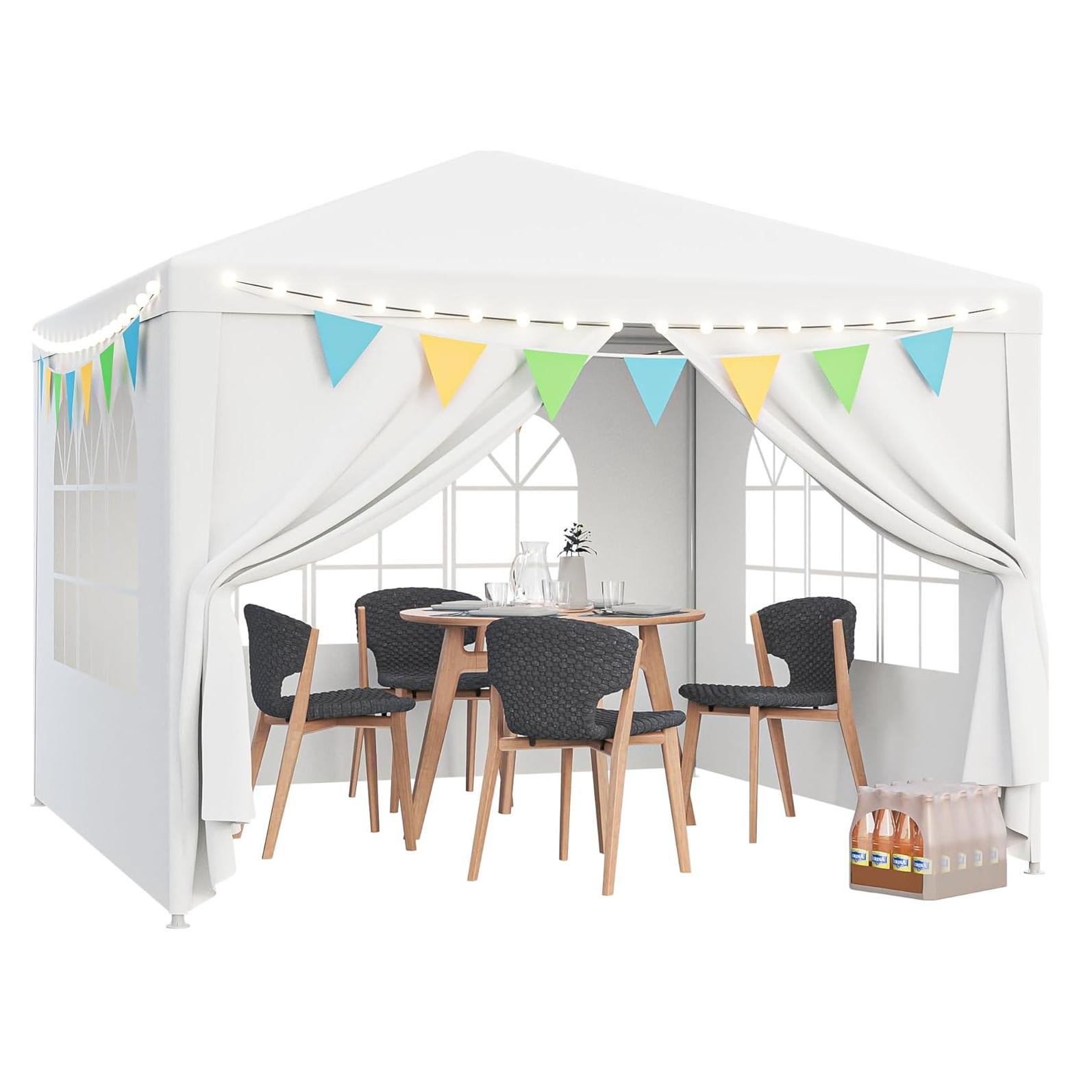 Carpa de Patio HomGarden 3x3m con Paredes Desmontables