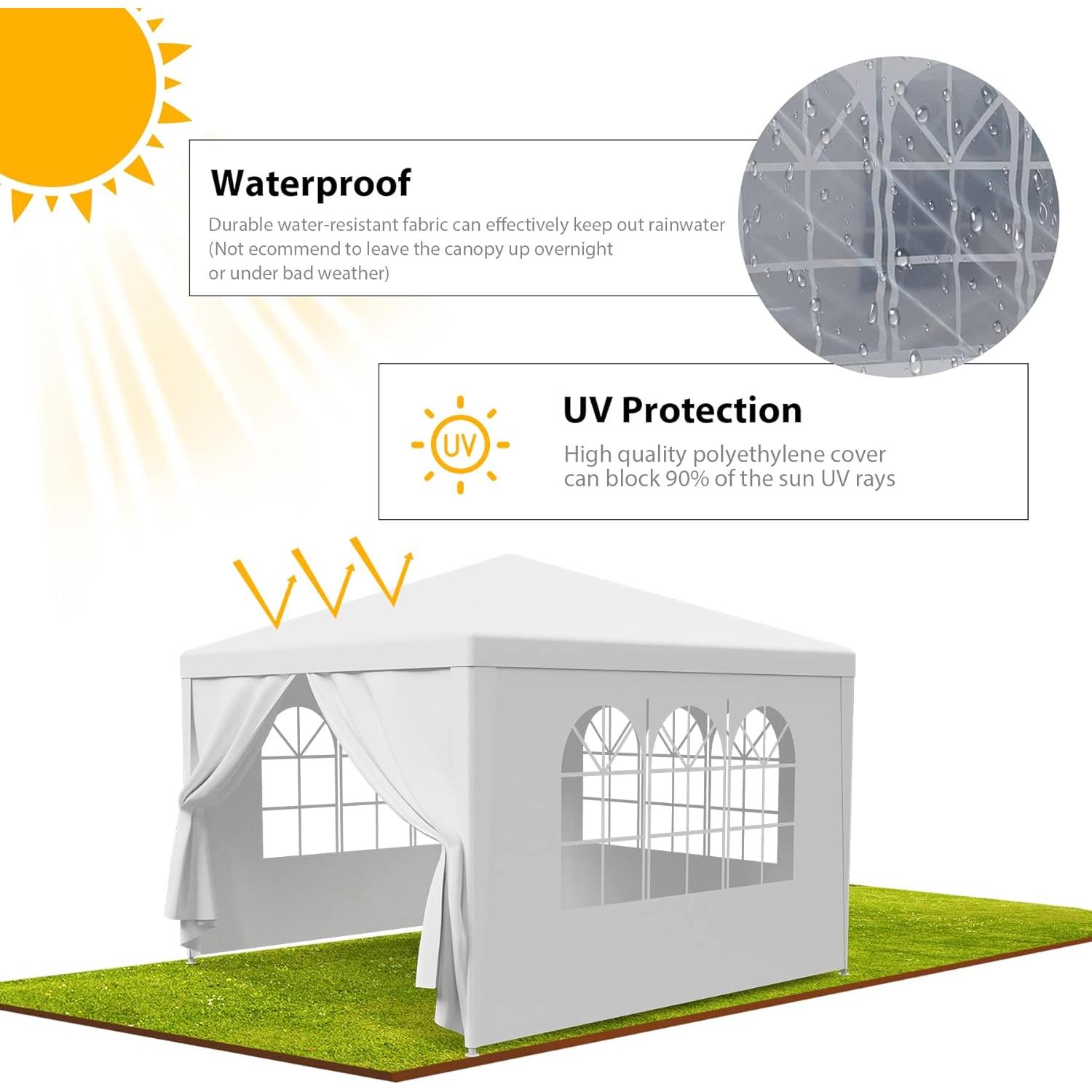 Carpa de Patio HomGarden 3x3m con Paredes Desmontables
