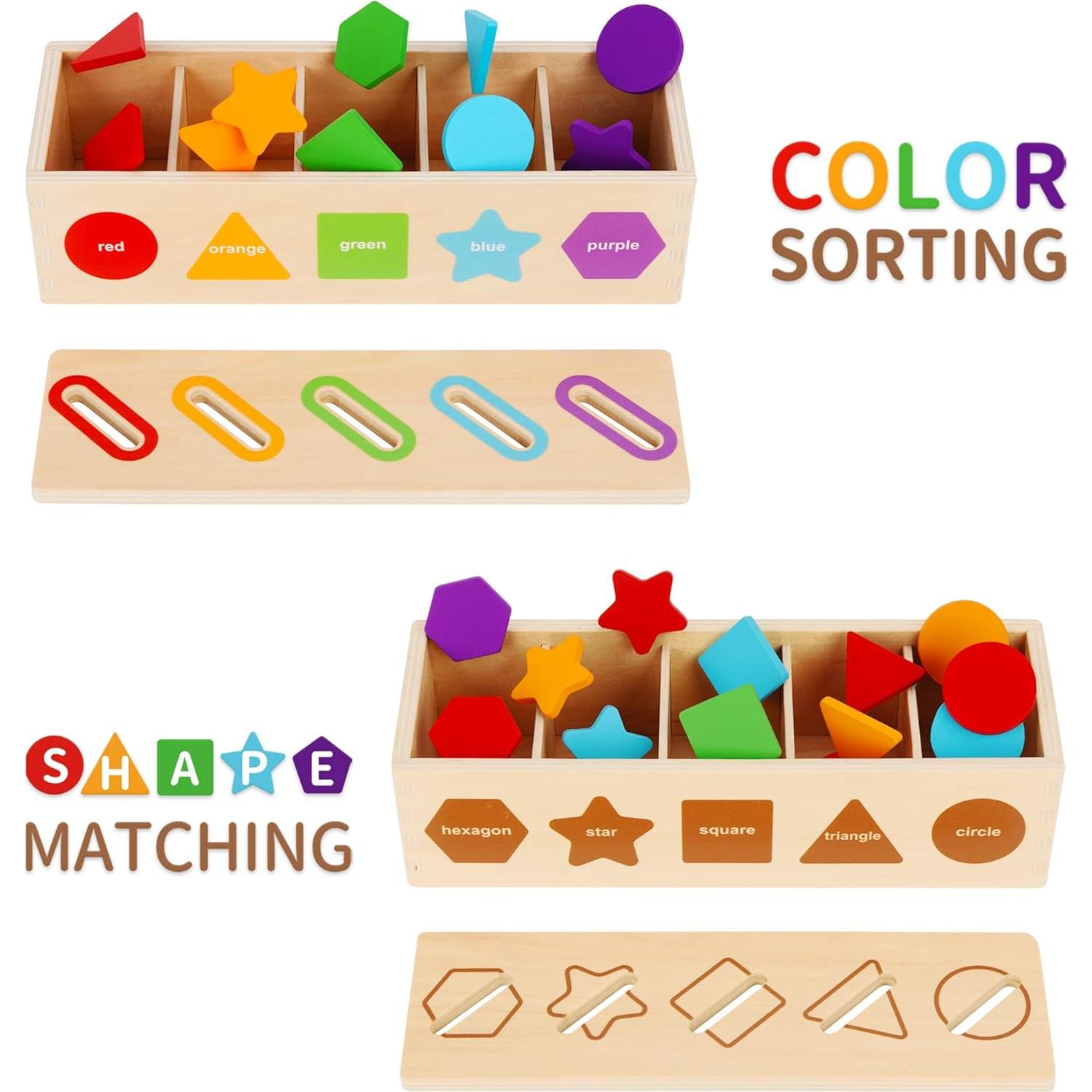 Juguetes Montessori KMTJT Clasificadores de Color y Forma