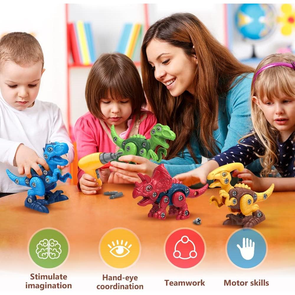 Juguetes de Dinosaurios Desarmables Feng Long 4 Piezas