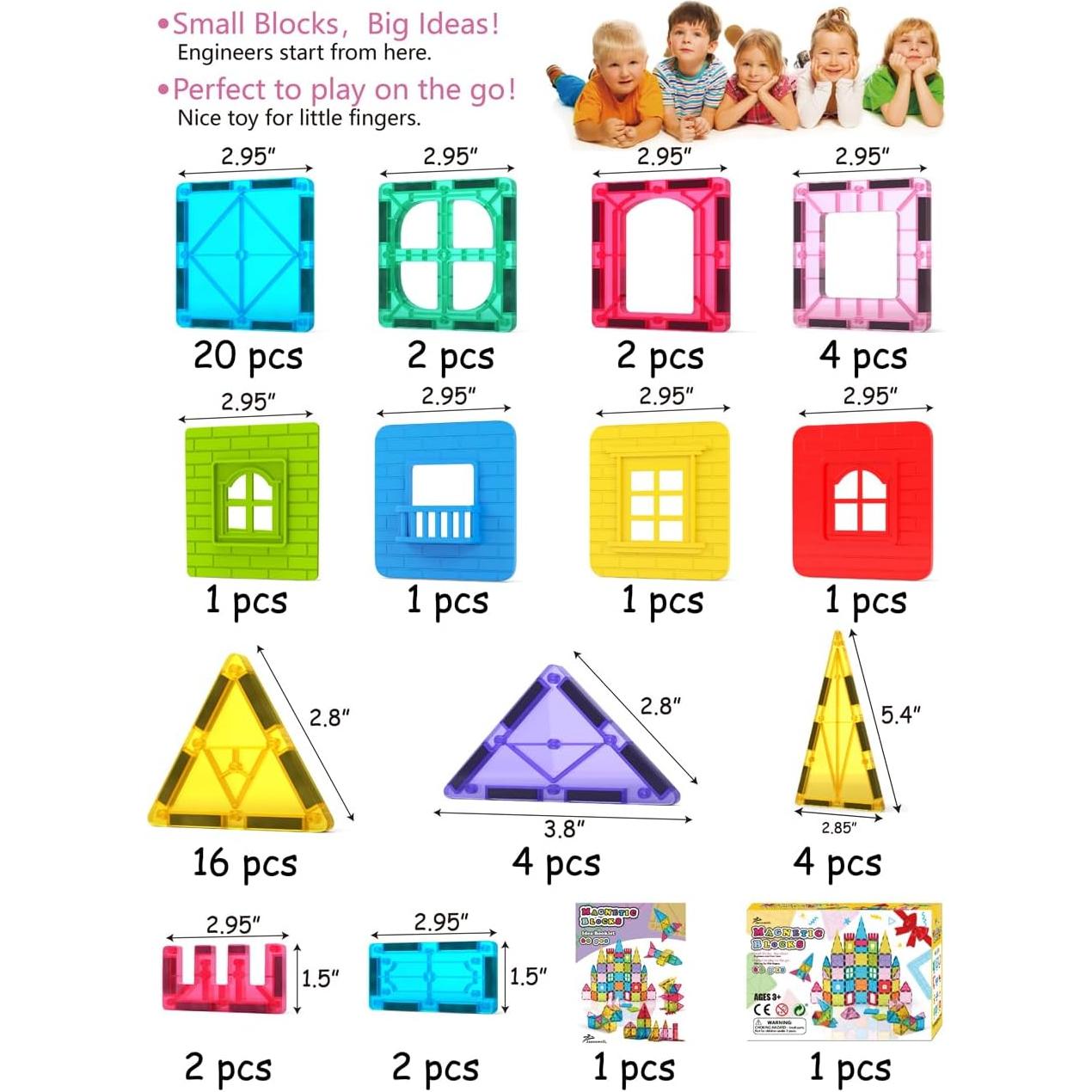 Bloques Magnéticos 60PCS Jasonwell Juguetes Educativos 3D