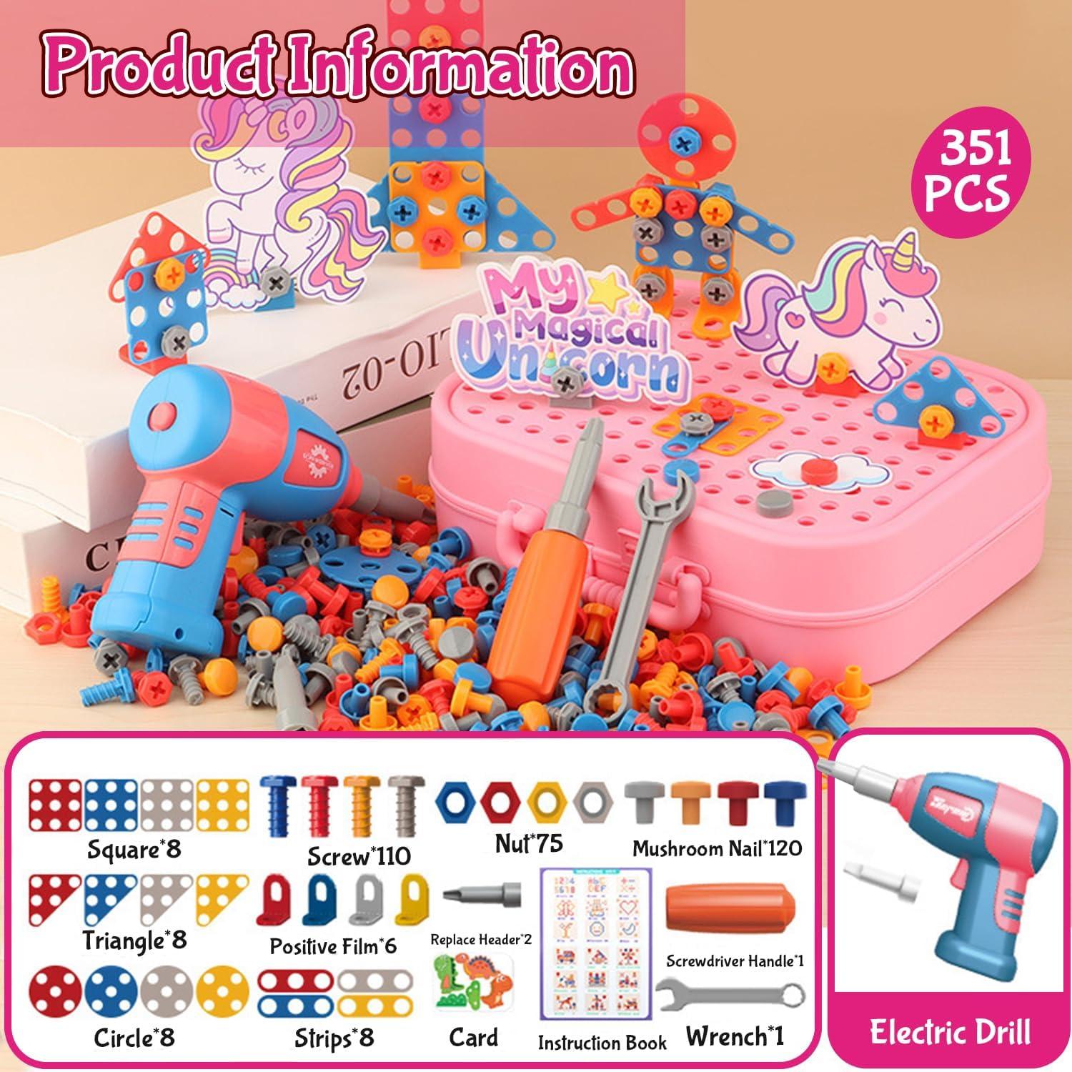 Set de Juguetes de Taladro Unicornio AquaArcc 351 Piezas