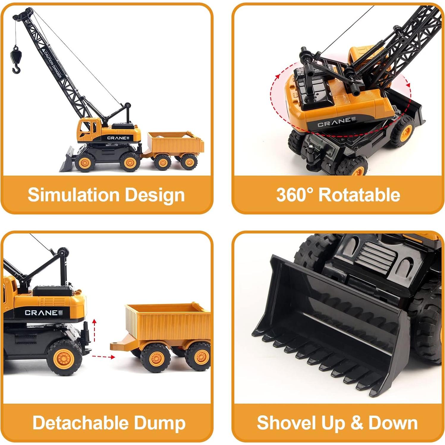 Grúa Juguete de Construcción Jenilily 25x10x30 cm para Niños