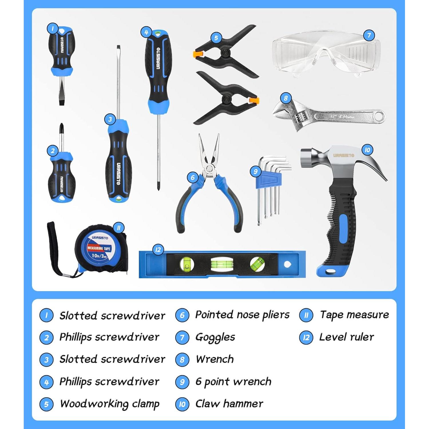 Juego de herramientas reales URASISTO 18 piezas para niños