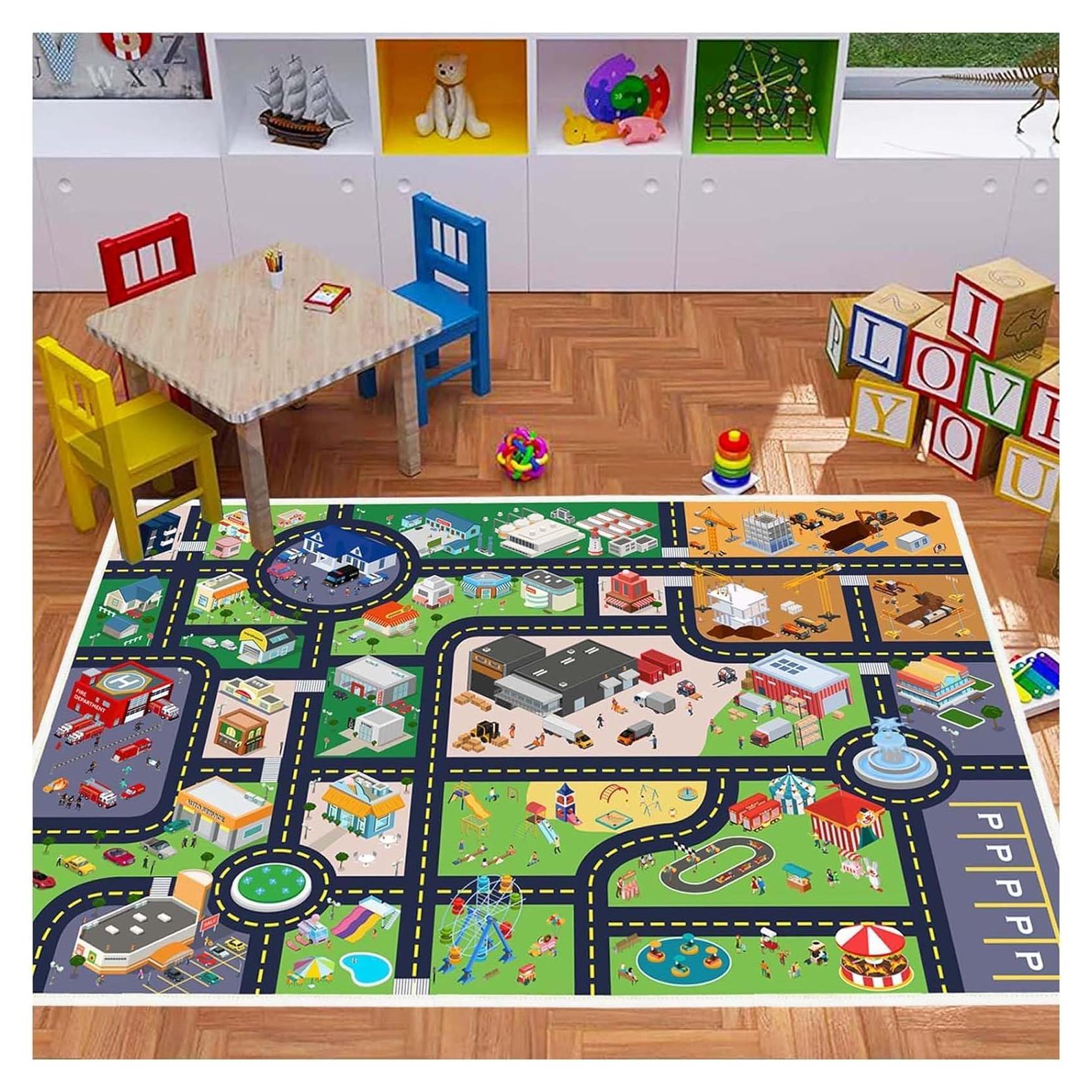 Alfombra Infantil Pyrrhite Mapa de Ciudad 0,81x1,19m