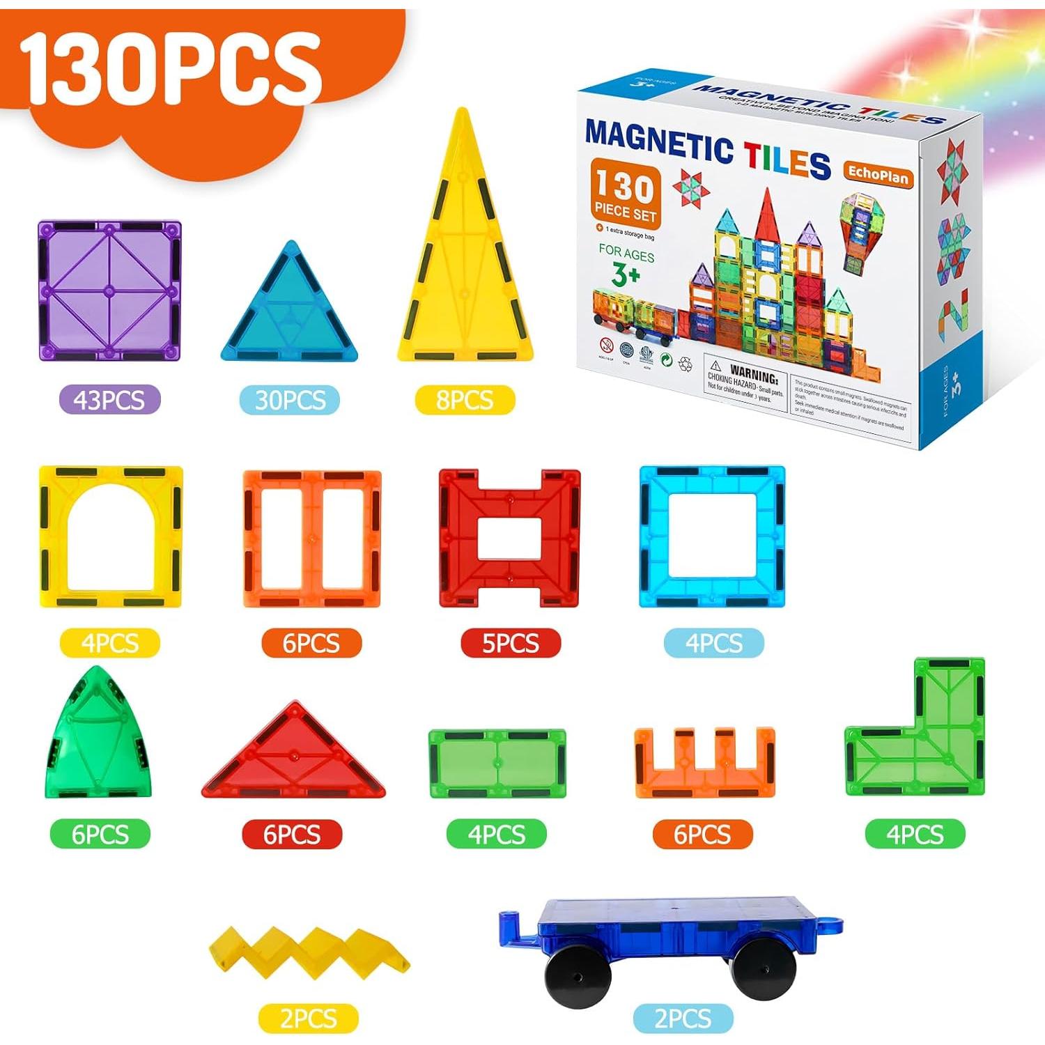 Set de Bloques Magnéticos EchoPlan 130PCS Juguetes STEM