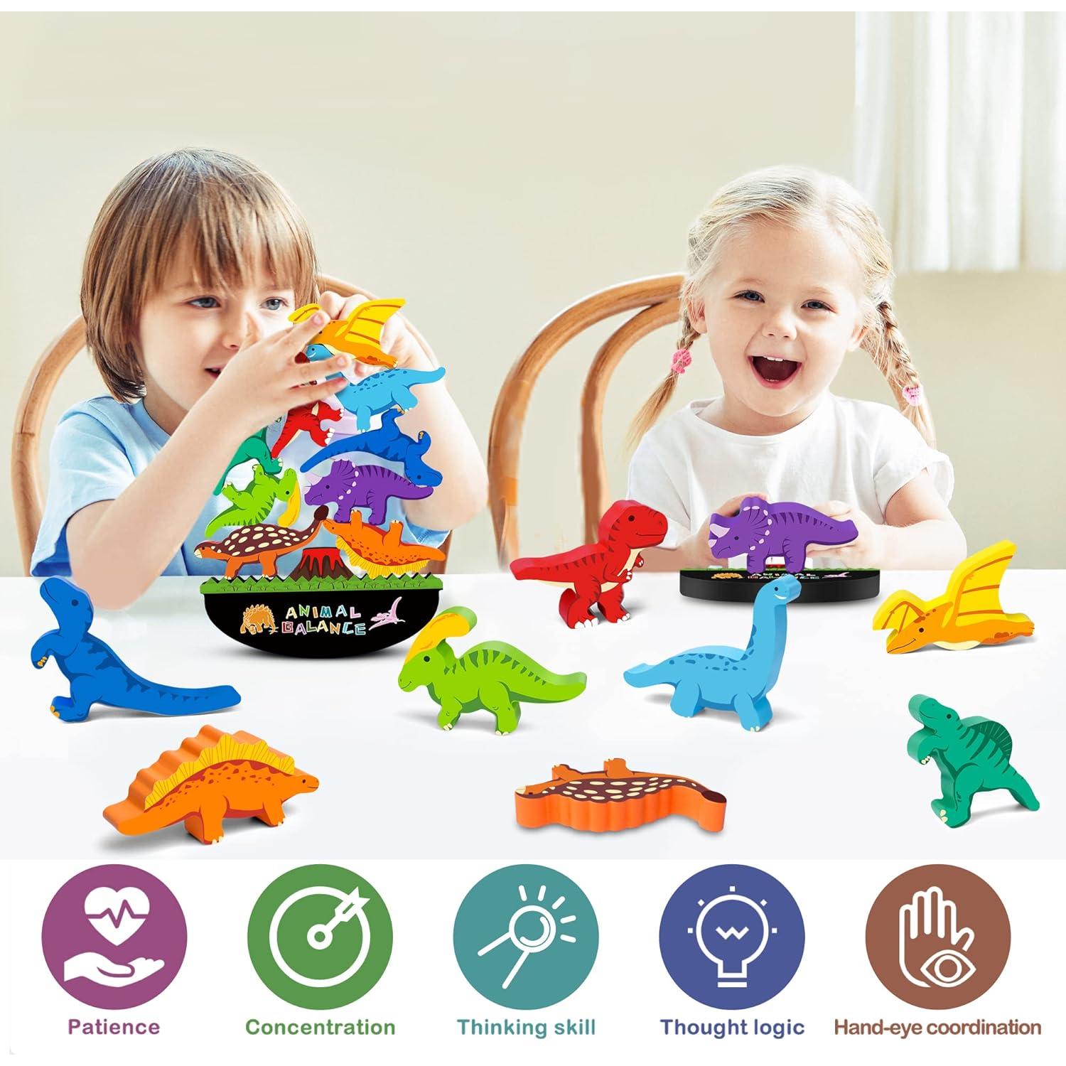 Juguetes Montessori Dinosaurios FFTROC Madera 9 Bloques