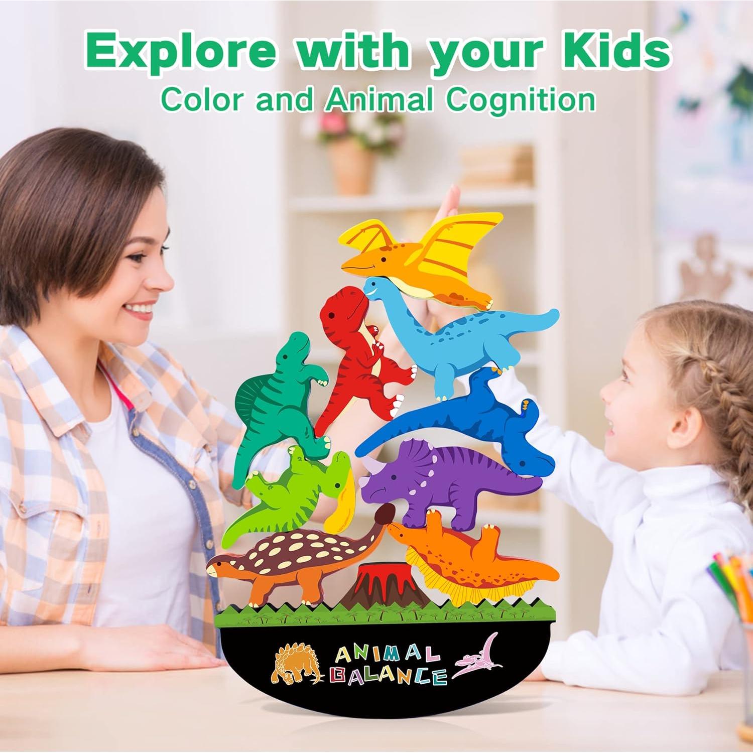 Juguetes Montessori Dinosaurios FFTROC Madera 9 Bloques