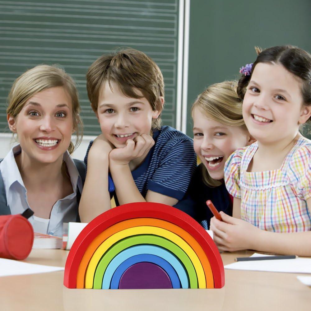 Bloques de Rompecabezas de Madera Coogam - Arcoíris 7 Piezas