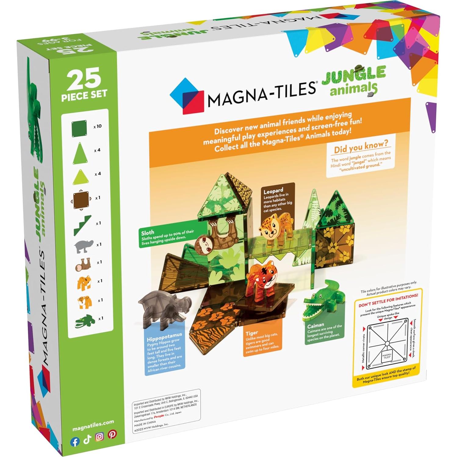 Set de Construcción Magnético MAGNA-TILES Animales Selva 25 Piezas