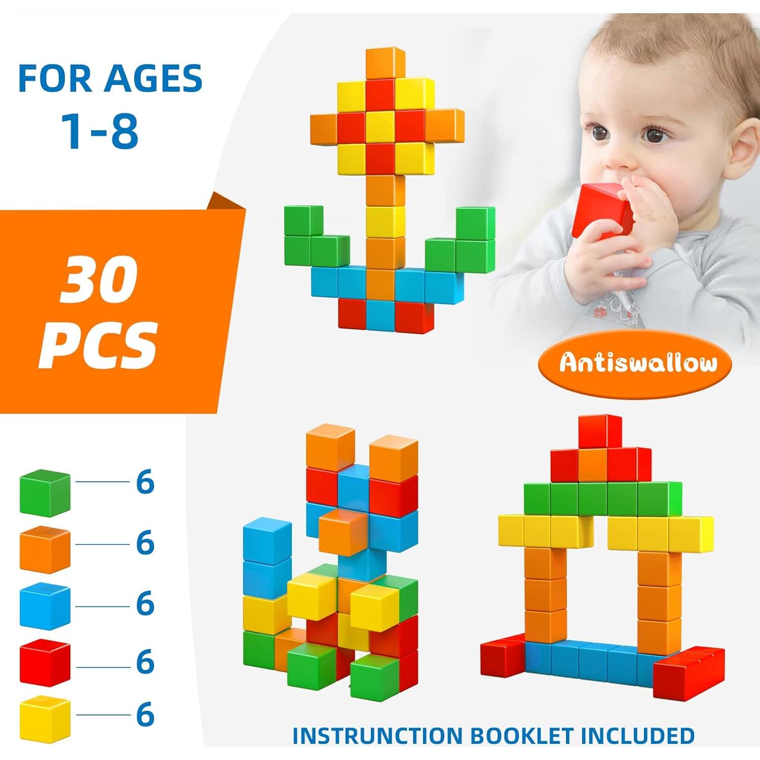 Bloques Magnéticos 30 Pcs KOIEMAY para Niños 3-8 Años