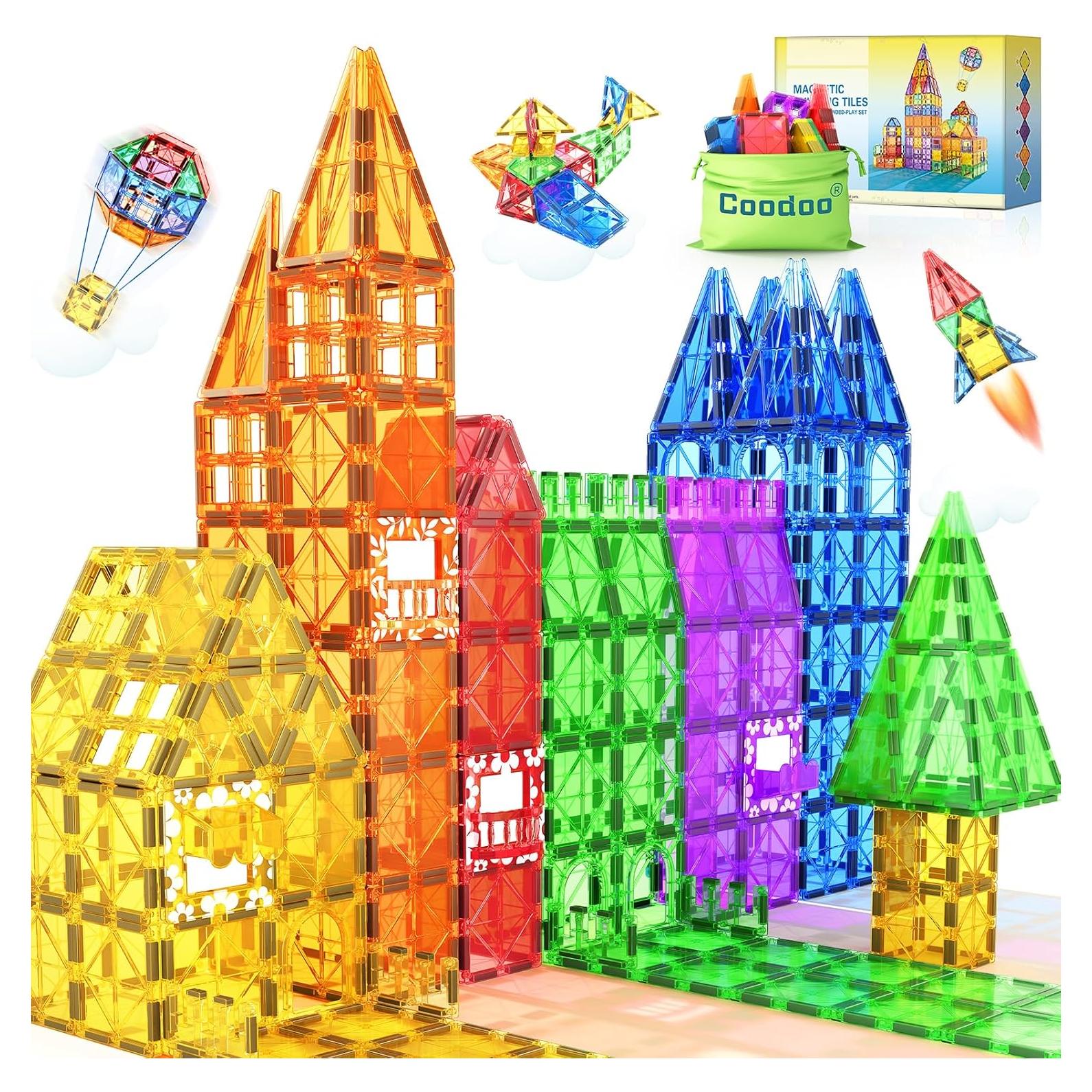 60 Piezas Azulejos Magnéticos Coodoo Juguetes STEM 3D