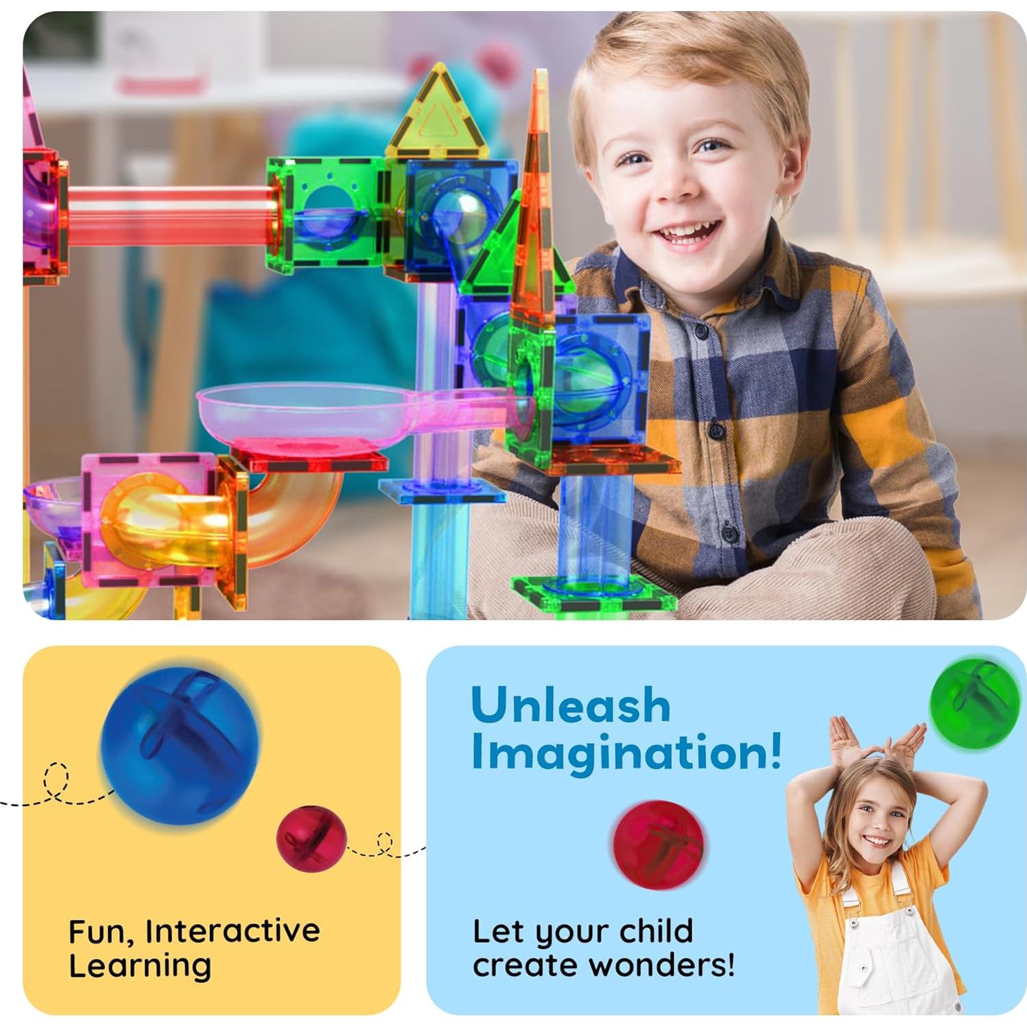 PicassoTiles Pista de Canicas Magnética 50 Piezas Educativa