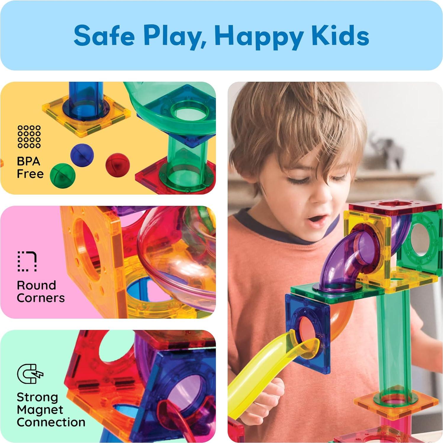 PicassoTiles Pista de Canicas Magnética 50 Piezas Educativa