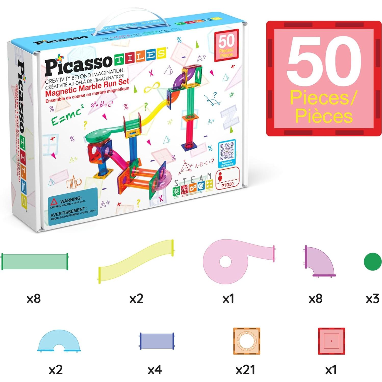 PicassoTiles Pista de Canicas Magnética 50 Piezas Educativa