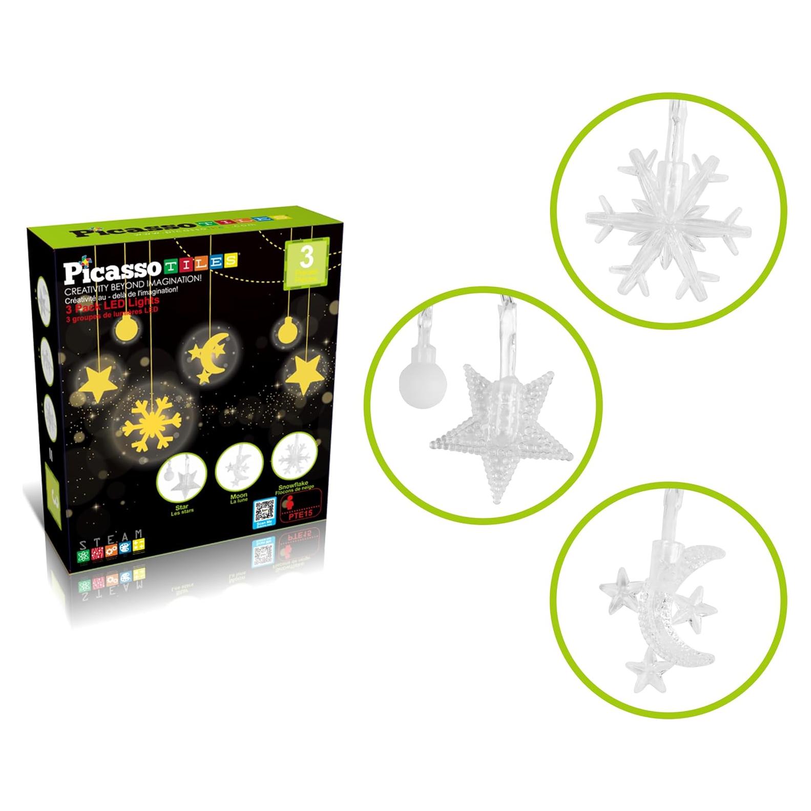 Juego de luces LED PicassoTiles 3 piezas 20 cm decoración