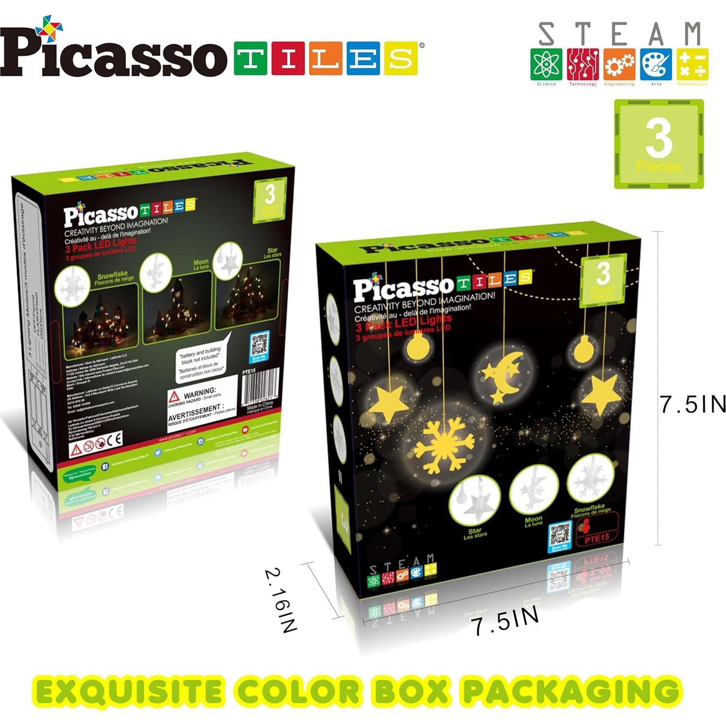 Juego de luces LED PicassoTiles 3 piezas 20 cm decoración
