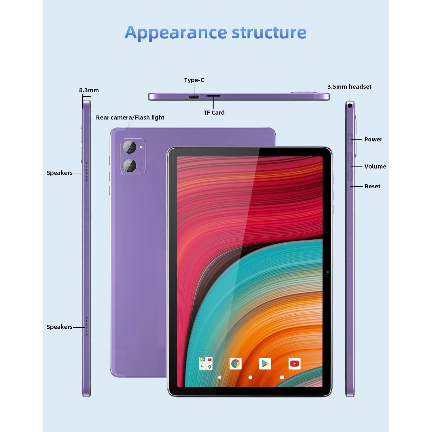 Tableta Android 10.1" JXCNSNW TYD-109pro 16GB RAM 256GB