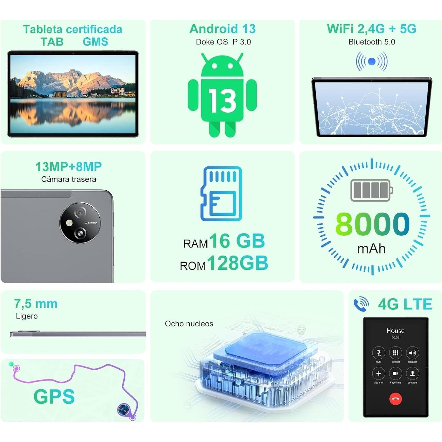 Tableta Android 10.1" JXCNSNW TYD-109pro 16GB RAM 256GB