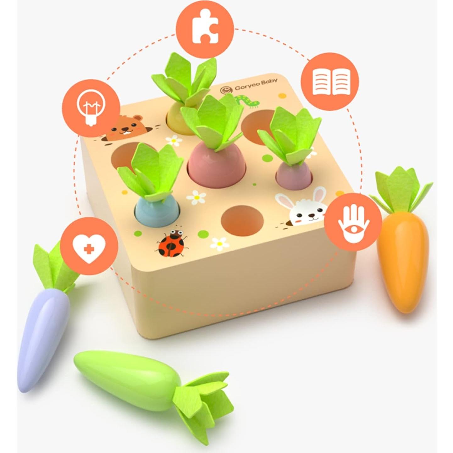 Juguete Montessori KMTJT Cosecha de Zanahorias de Madera