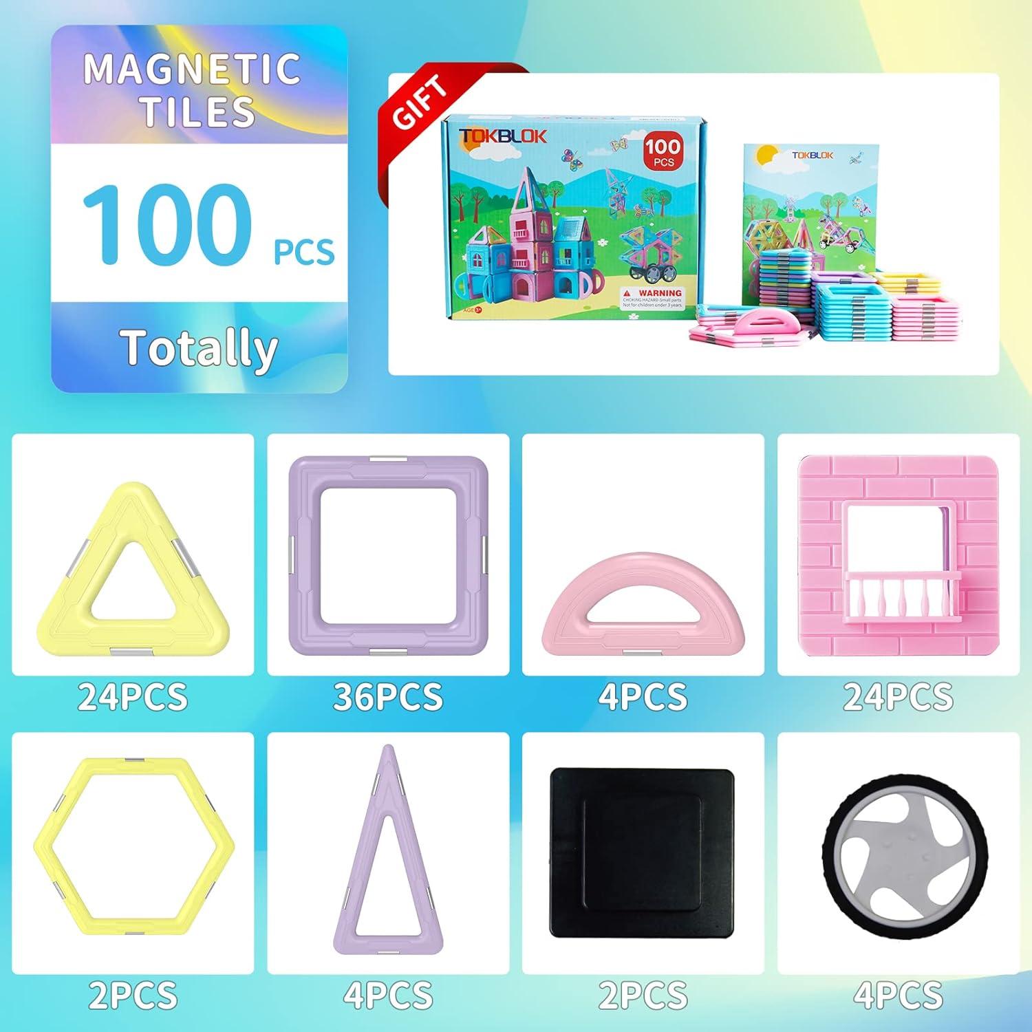 Juguetes Magnéticos TOKBLOK 100 Piezas para Niños 3+ Años