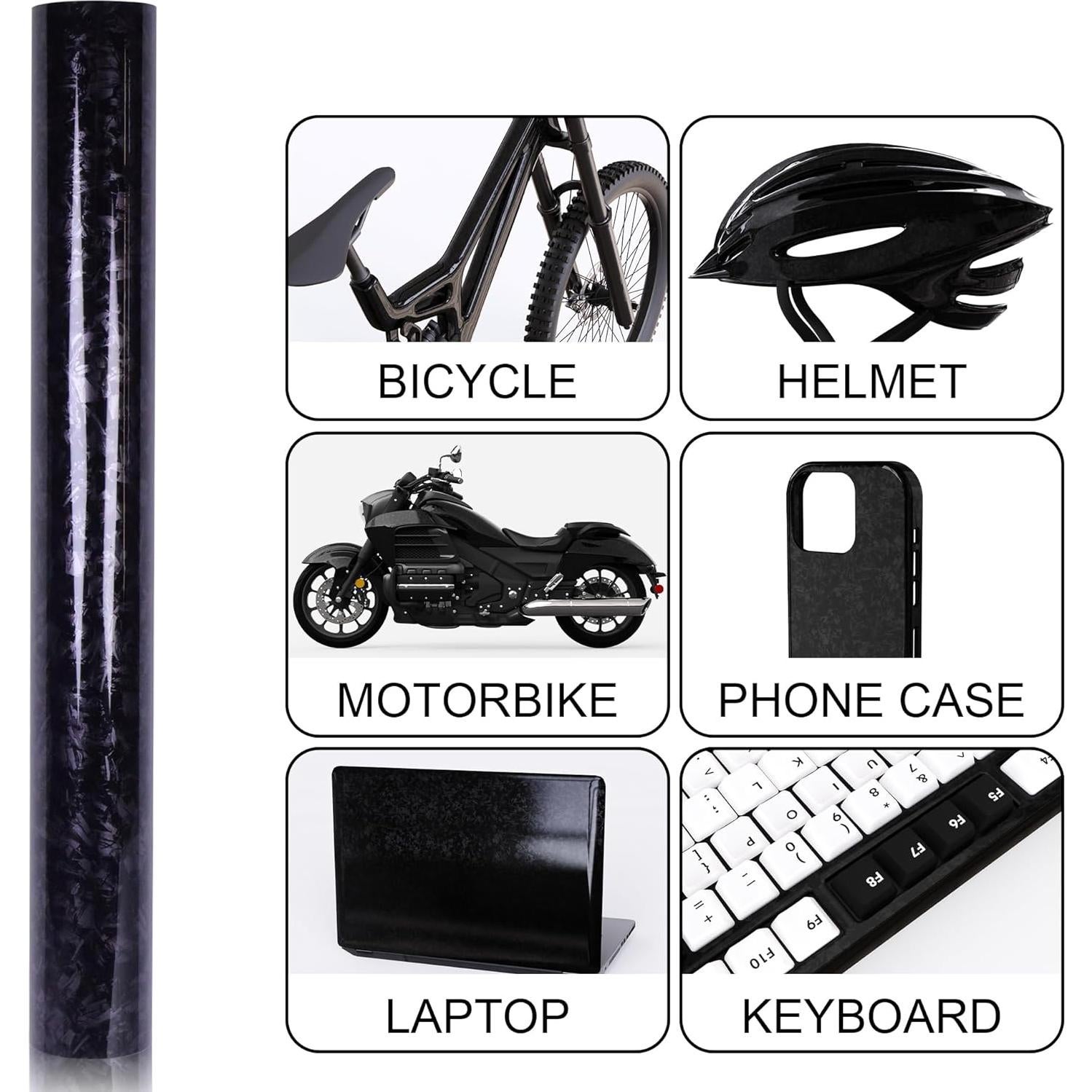 Envoltura de Vinilo Lypumso 0.3m x 1.5m Carbono Forjado Negro