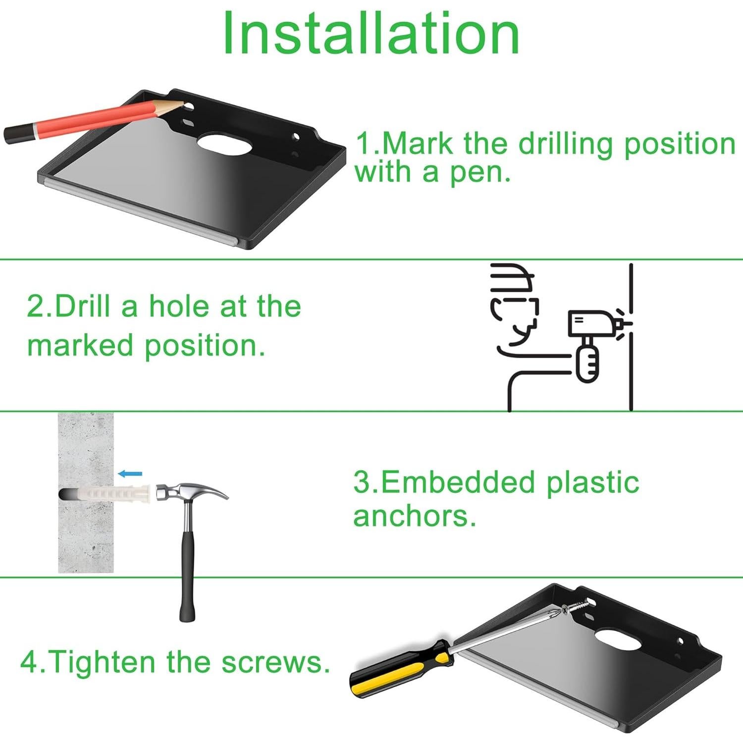 Estante de Pared Flotante Negro TERDEWE - Paquete de 12